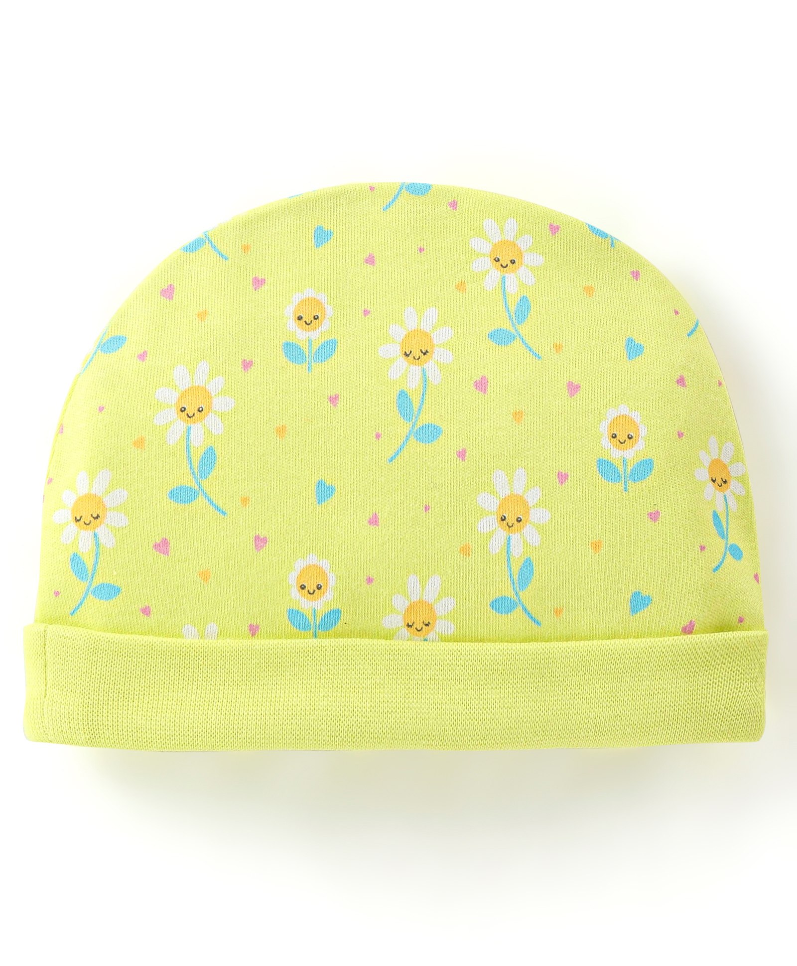 Babyhug 100% Cotton Knit Floral Print Cap - Green-image-23
