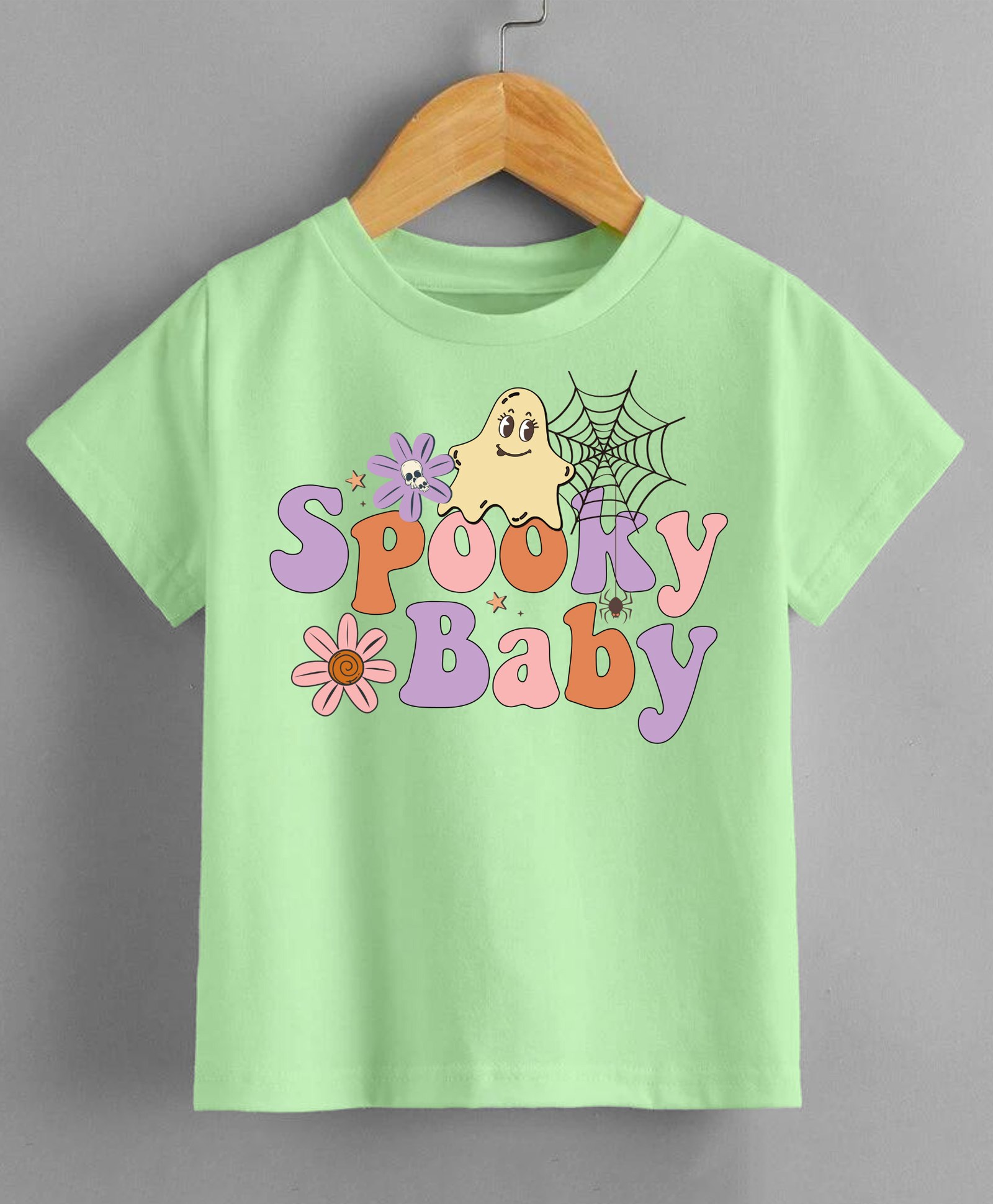 KNITROOT Half Sleeves Spooky Baby Ghost Printed Tee - Green-image-25
