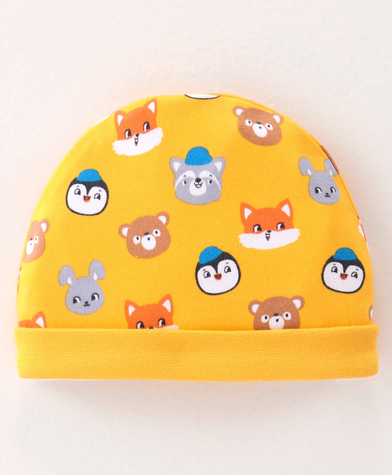 Babyhug 100% Cotton Knit Cap Animal Print - Yellow-image-32