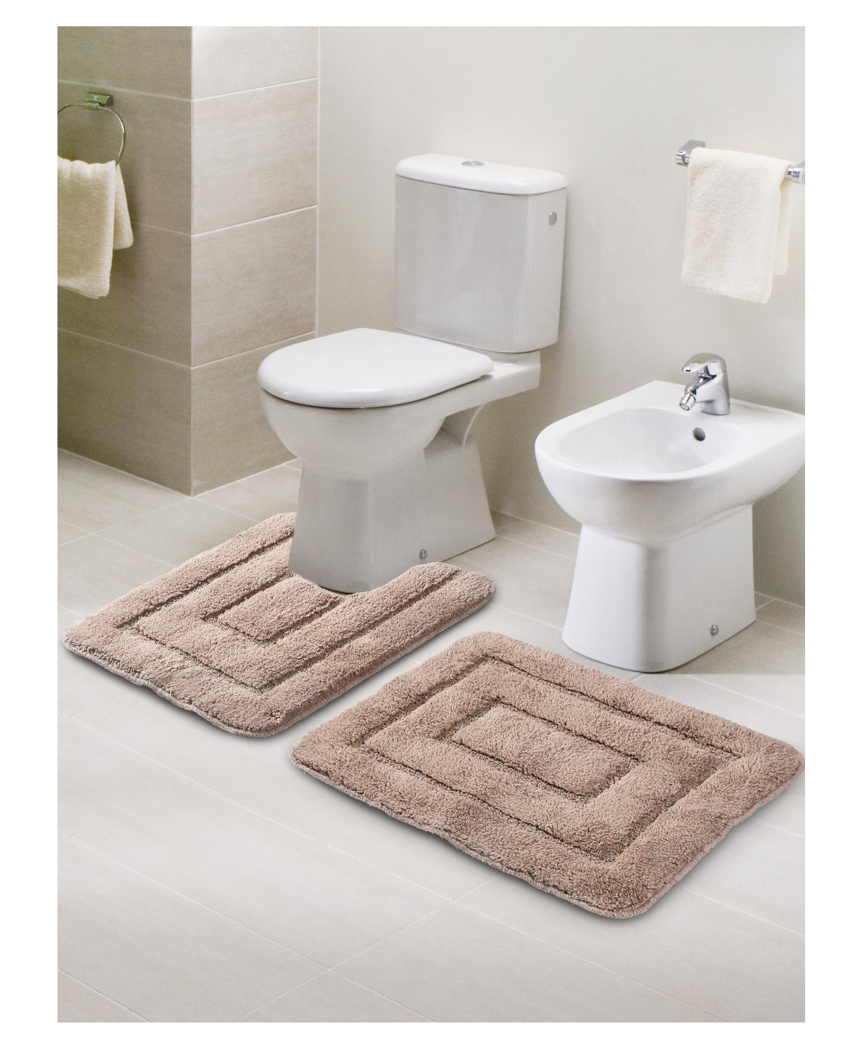 saral home Saralhome Cotton AntiSlip Bathmat Contour  Beige. 45cm x 60cm , 45cm x 50cm-picture-25