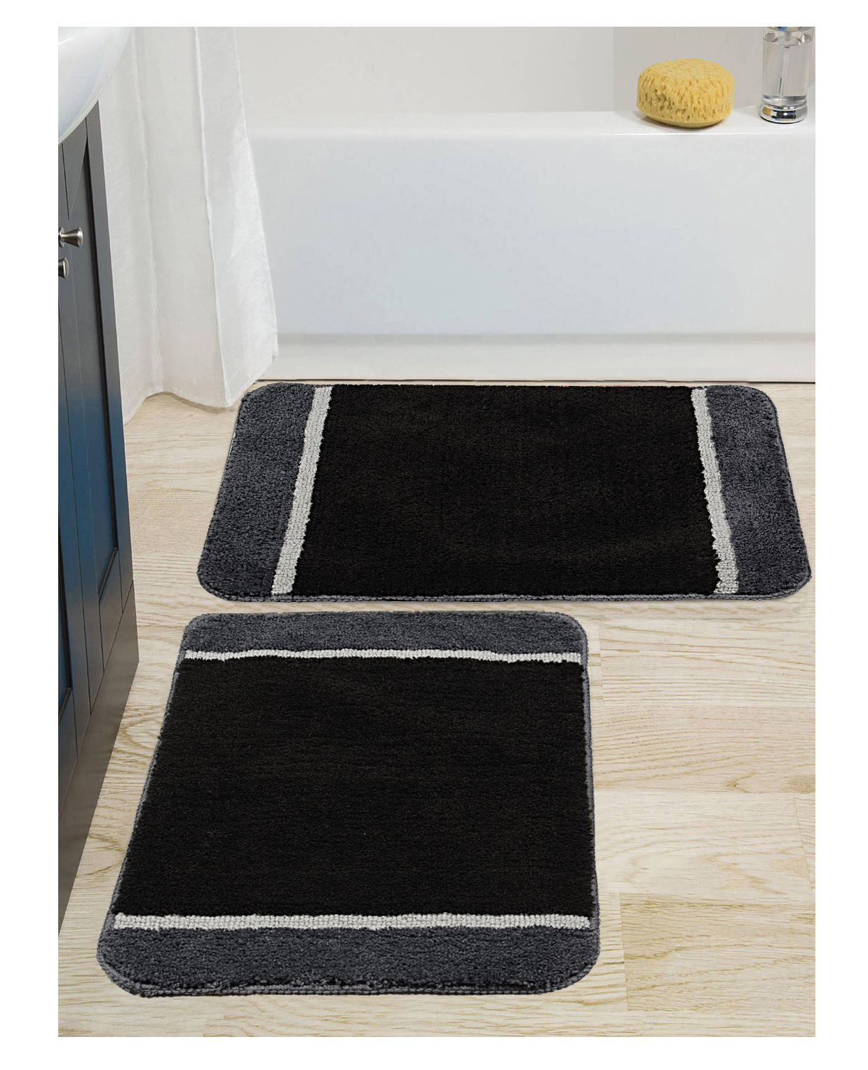 Saral Home  Soft Microfiber Anti-Skid Bathmat (Black, 40X60 CM) Black-picture-28