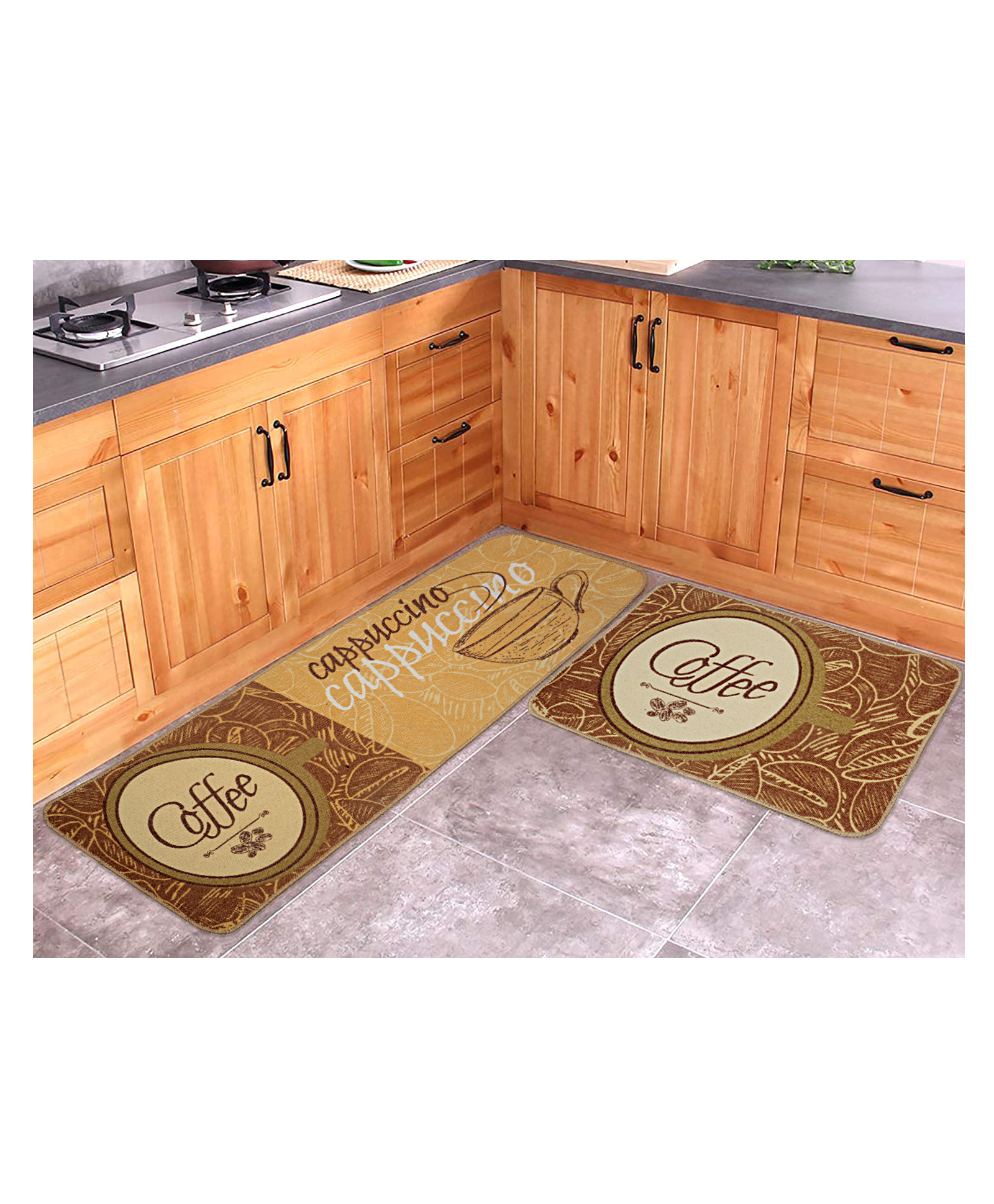 saral home Saralhome Antiskid Coffee Kitchen Mat 2pc Multi.45cm x 120cm, 45cm x 70cm-picture-17