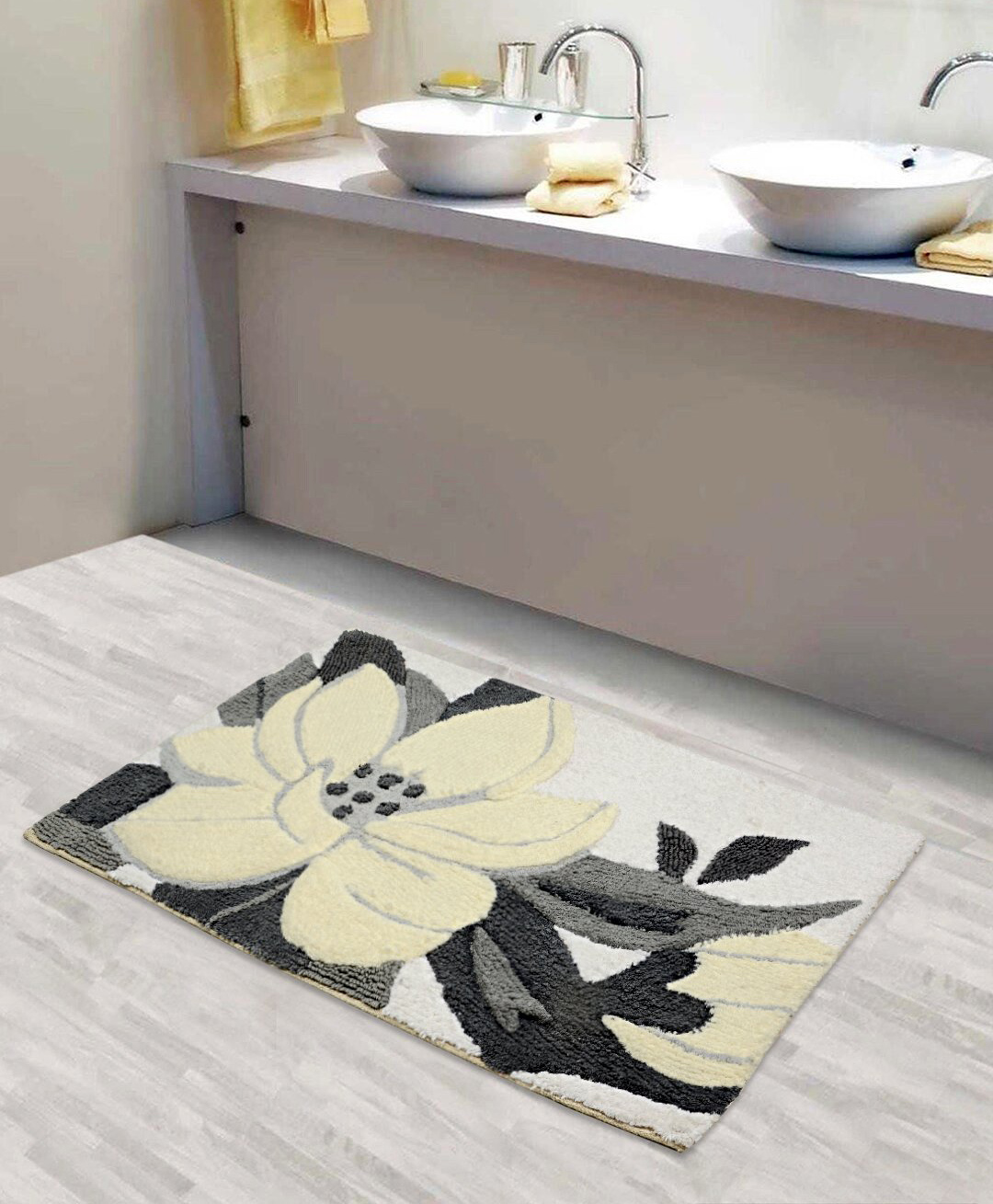 Saralhome Tender 100% Cotton Premium Mat Grey. 50cm x 80cm