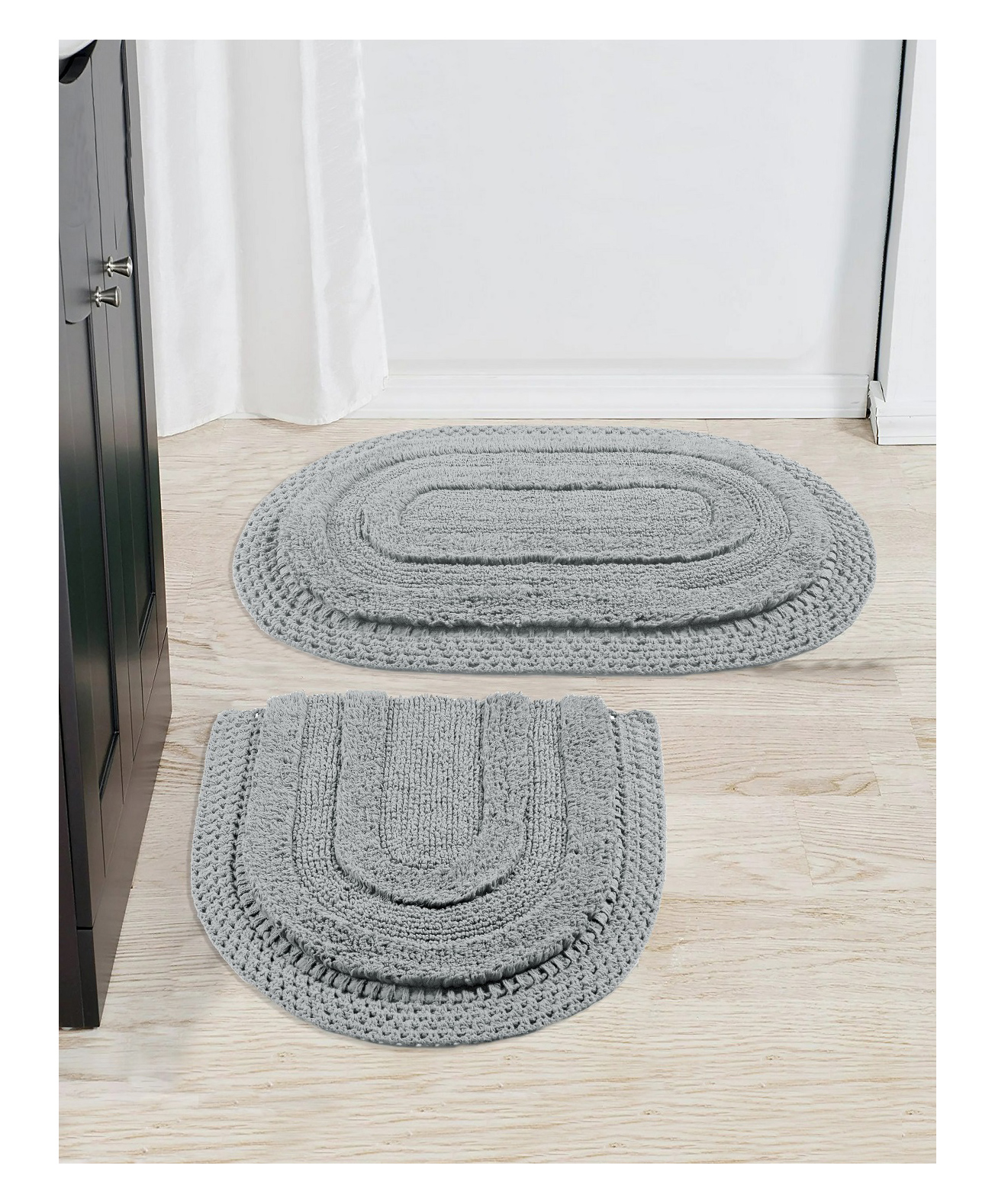 Saralhome BERA Cotton Antiskid 2pc Bathset Grey. 45x75-45cm x 50cm-image-0
