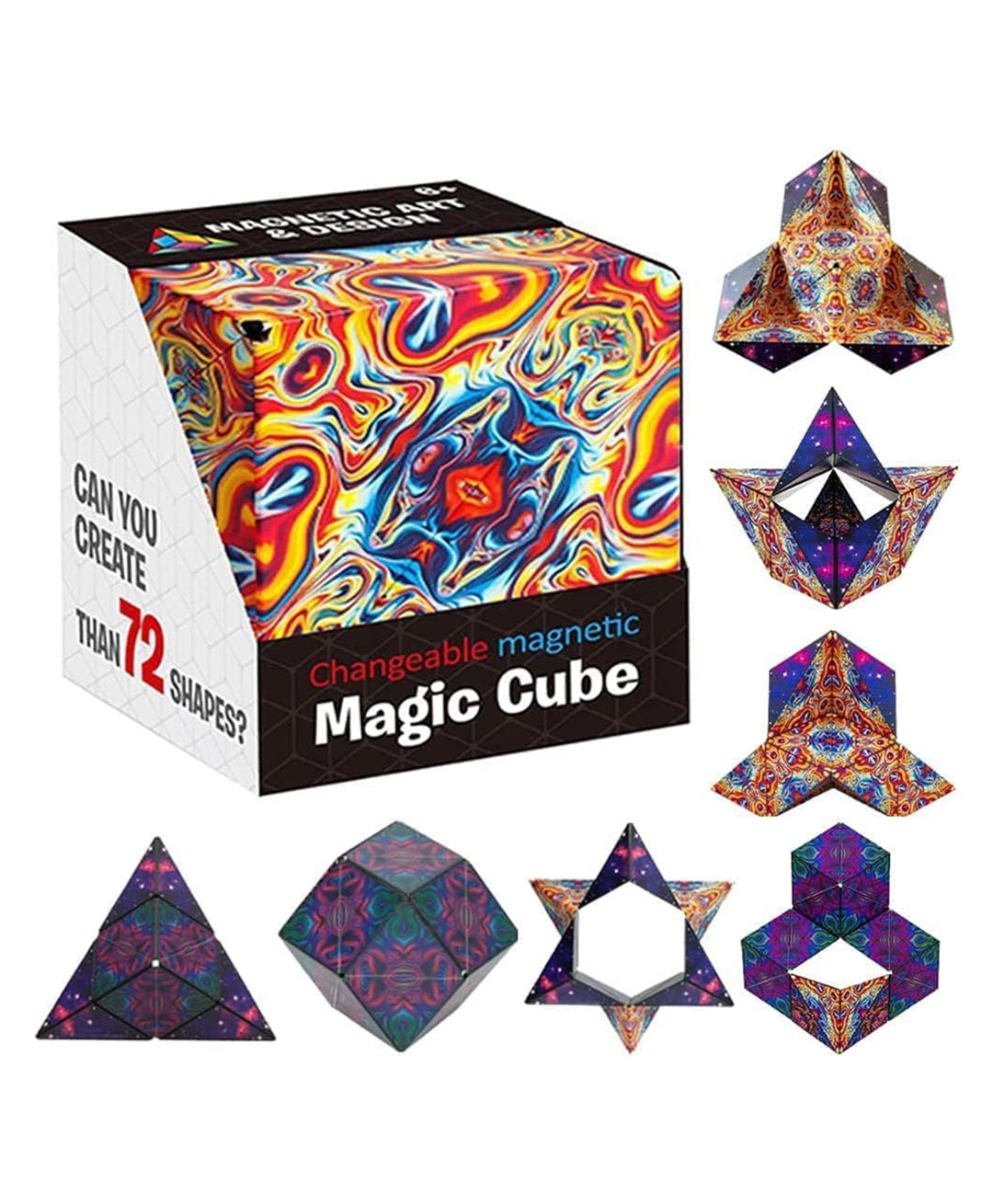 BitFeex Fun Magnetic Cube Magic Cube Shape Shifting Puzzle Box Magnetic Cube Puzzle Fun Cube Fidget Cube Mind Challenging Fun Game Transforms Into Over 70 Shapes (Color and Design May Vary)-picture-11