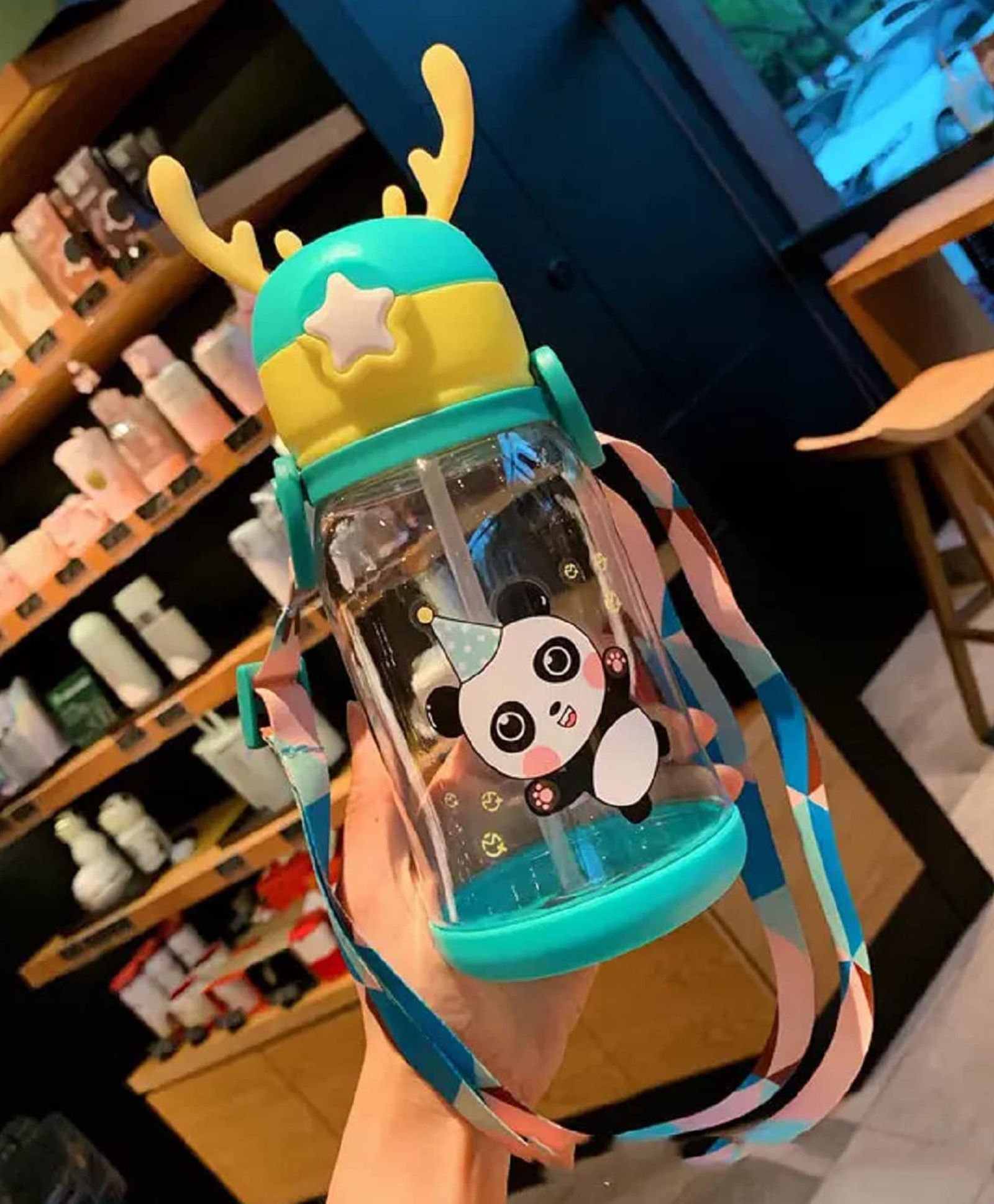 New Pinch Cartoon Themed School Water Bottle with Straw & Sipper - 450 ml (color may vary )-image-35