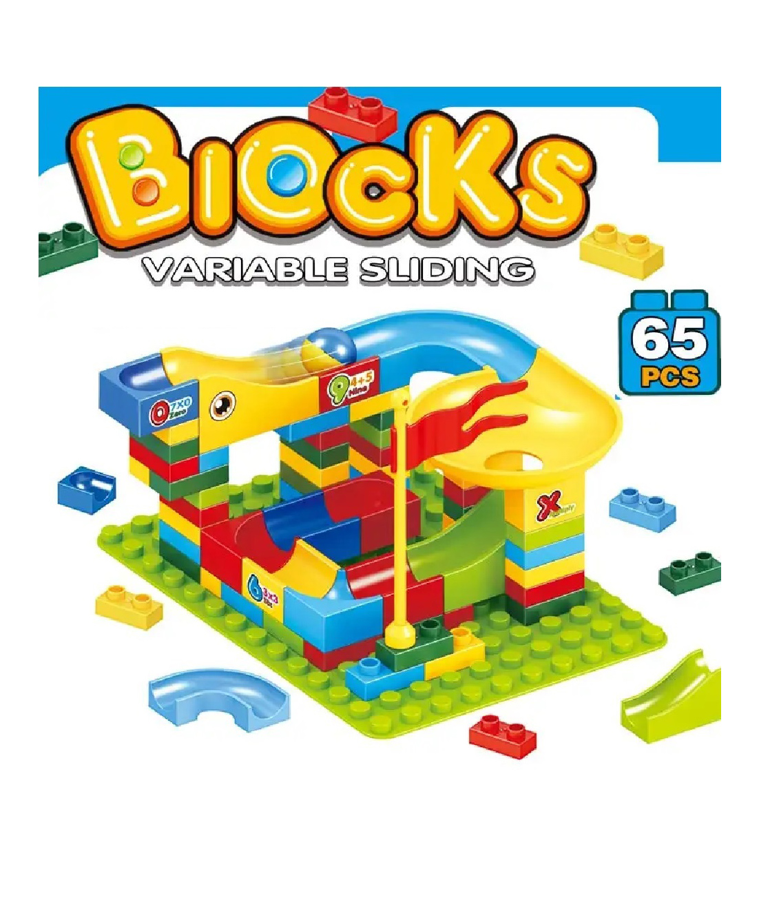 ADKD Marble Run Race Track Building Blocks and Brick Educational Toy For Kids  Pack of 65 Pieces - (Colour May Vary)-image-32