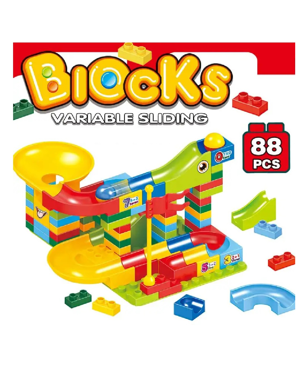 ADKD Marble Run Race Track Building Blocks and Brick Educational Toy For Kids  Pack of 88 Pieces - (Colour May Vary)-image-31