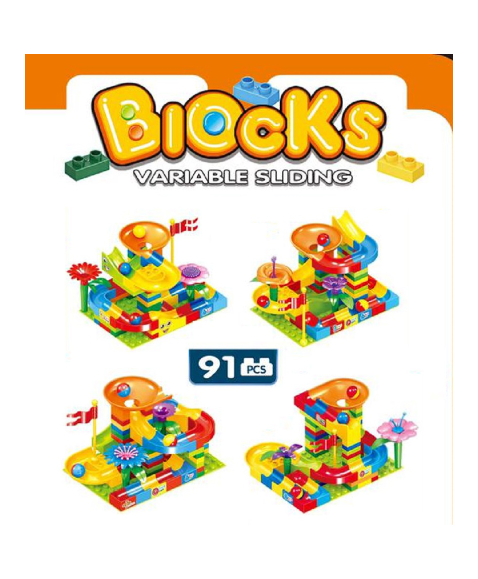 ADKD Marble Run Race Track Building Blocks and Brick Educational Toy For Kids  Pack of 91 Pieces (Colour May Vary)-picture-48