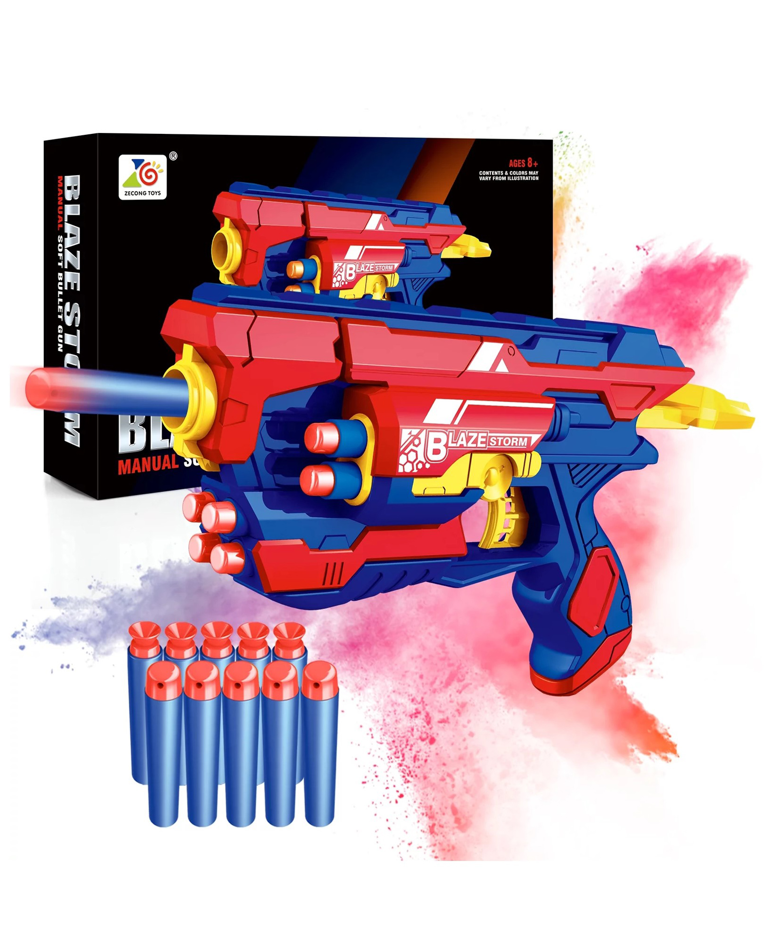 YAMAMA Blaze Storm Gun Toy With 10 Pcs Soft Foam Darts Indoor And Outdoor Shooting Game Toys For Kids - Multicolor-picture-23