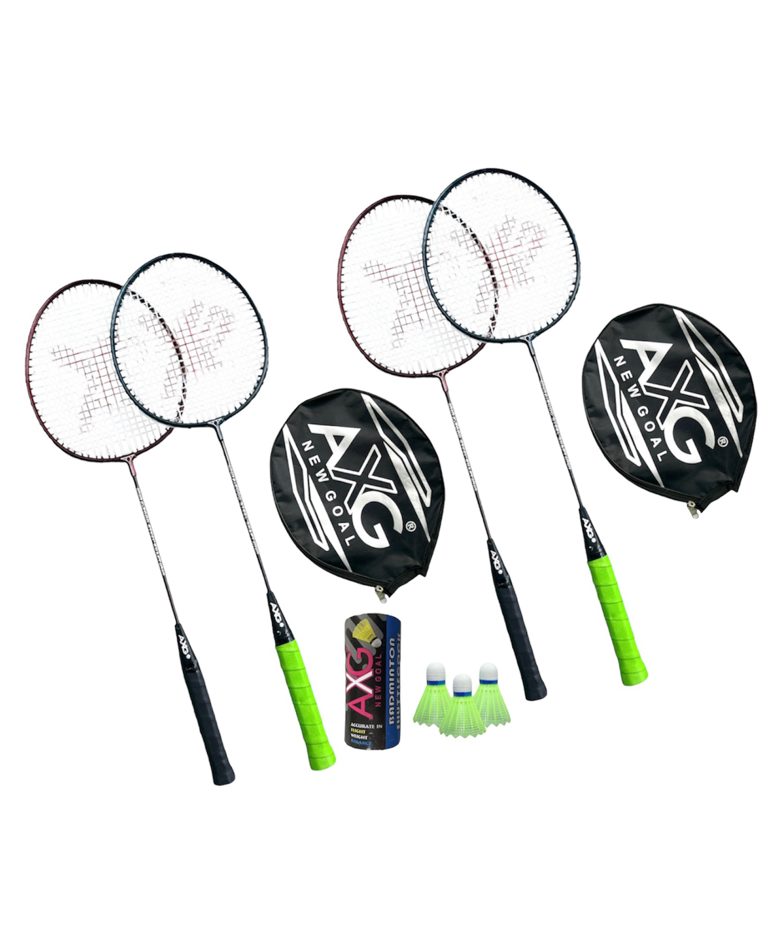 axg new goal AXG Scratch resistant A-2000 Badminton Racquets set Of 4 with 3 Plastic Shuttles Badminton Kit (Multicolor)-picture-18