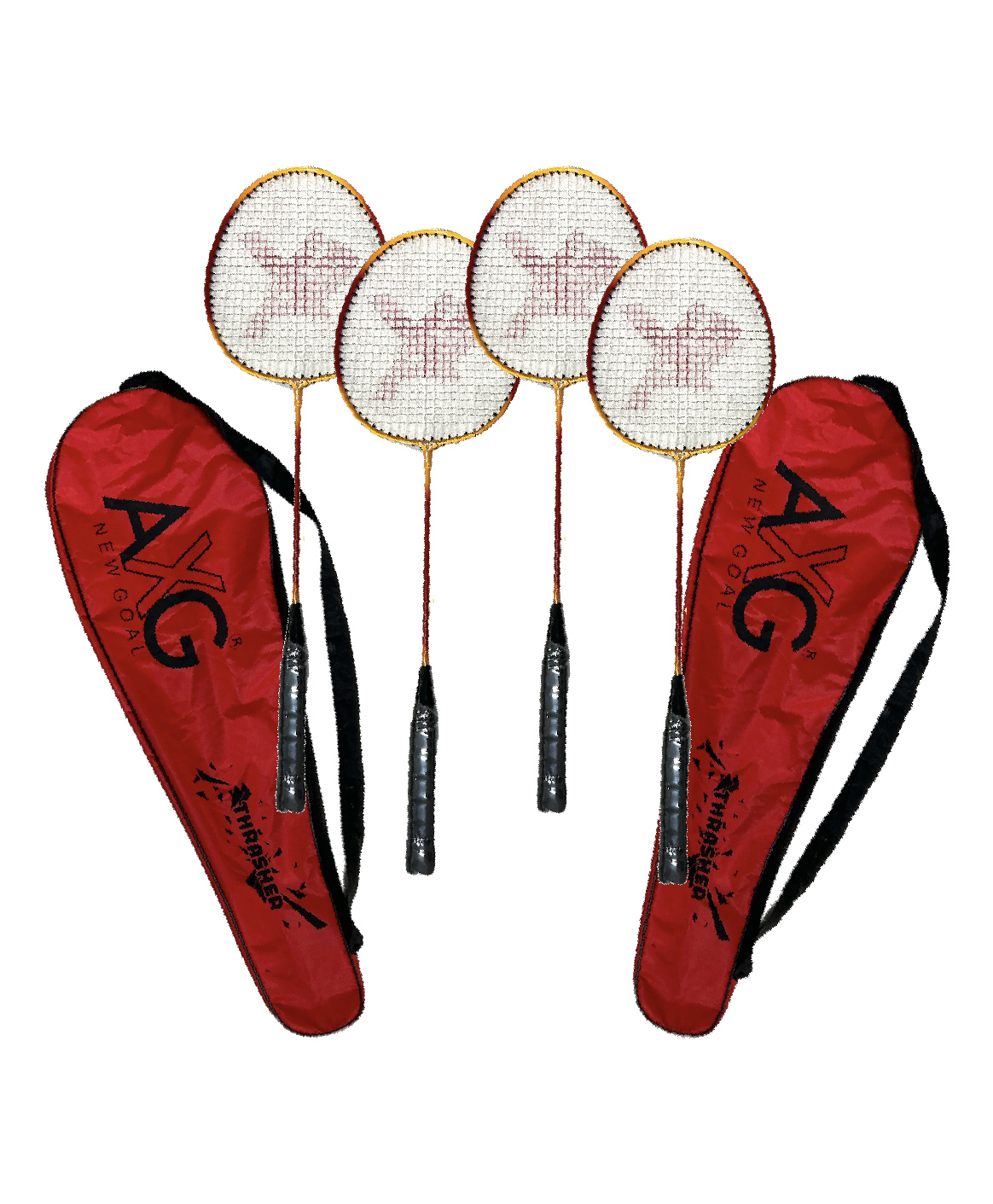 AXG Thrasher Set Of 4 With Covers Red Yellow Strung Badminton Racquet-image-18