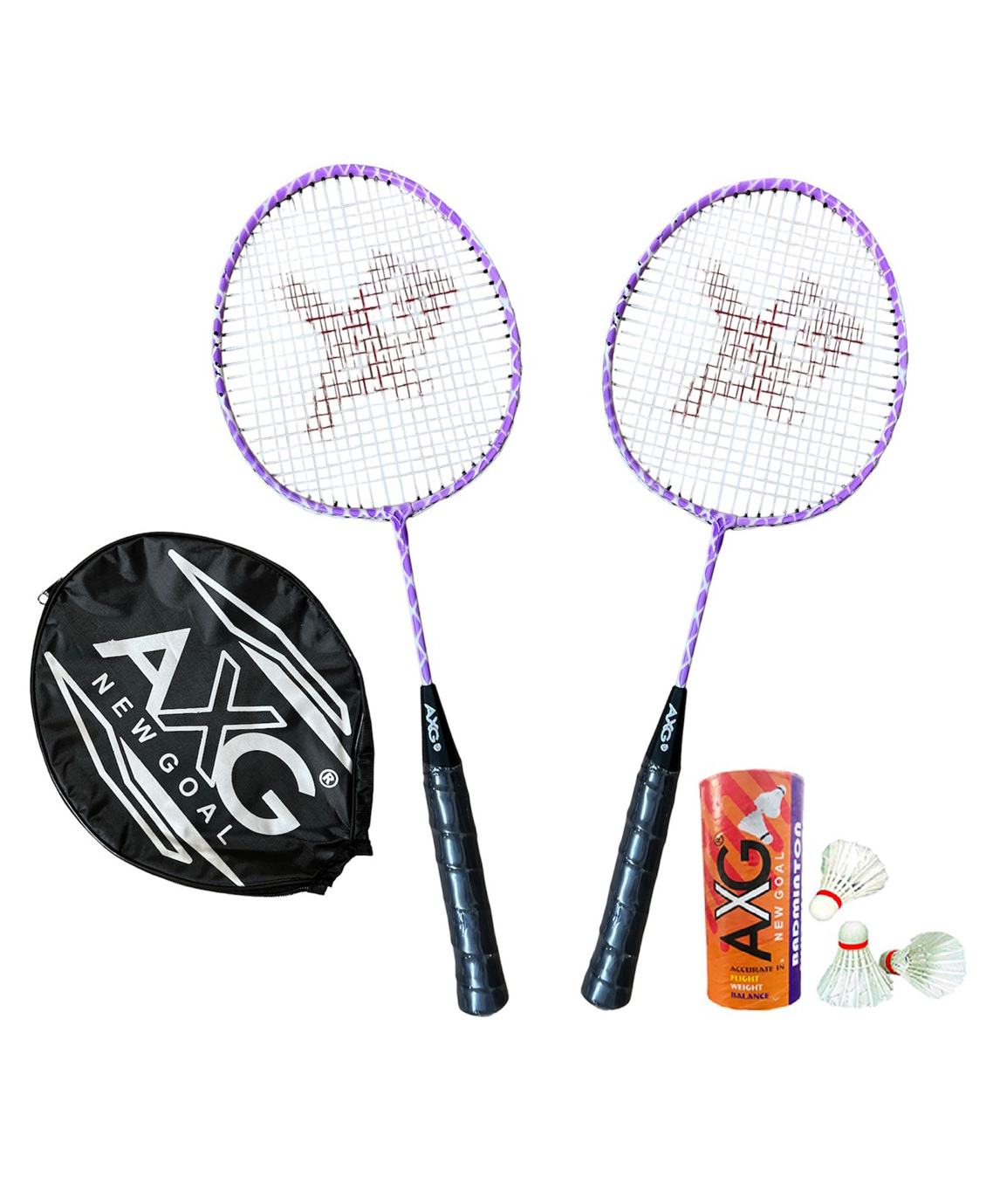 axg new goal AXG Durable Stylish Design with 3 feather shuttles and cover Badminton Kit (Purple)-picture-12