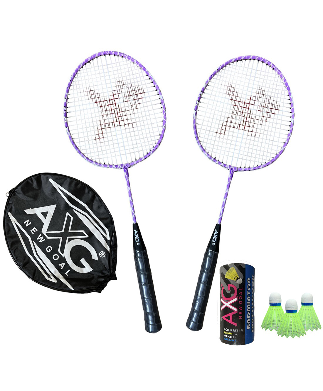 AXG Durable & Stylish Design 2 racquets with 3 plastic shuttles and cover Badminton Kit (Purple)-image-25