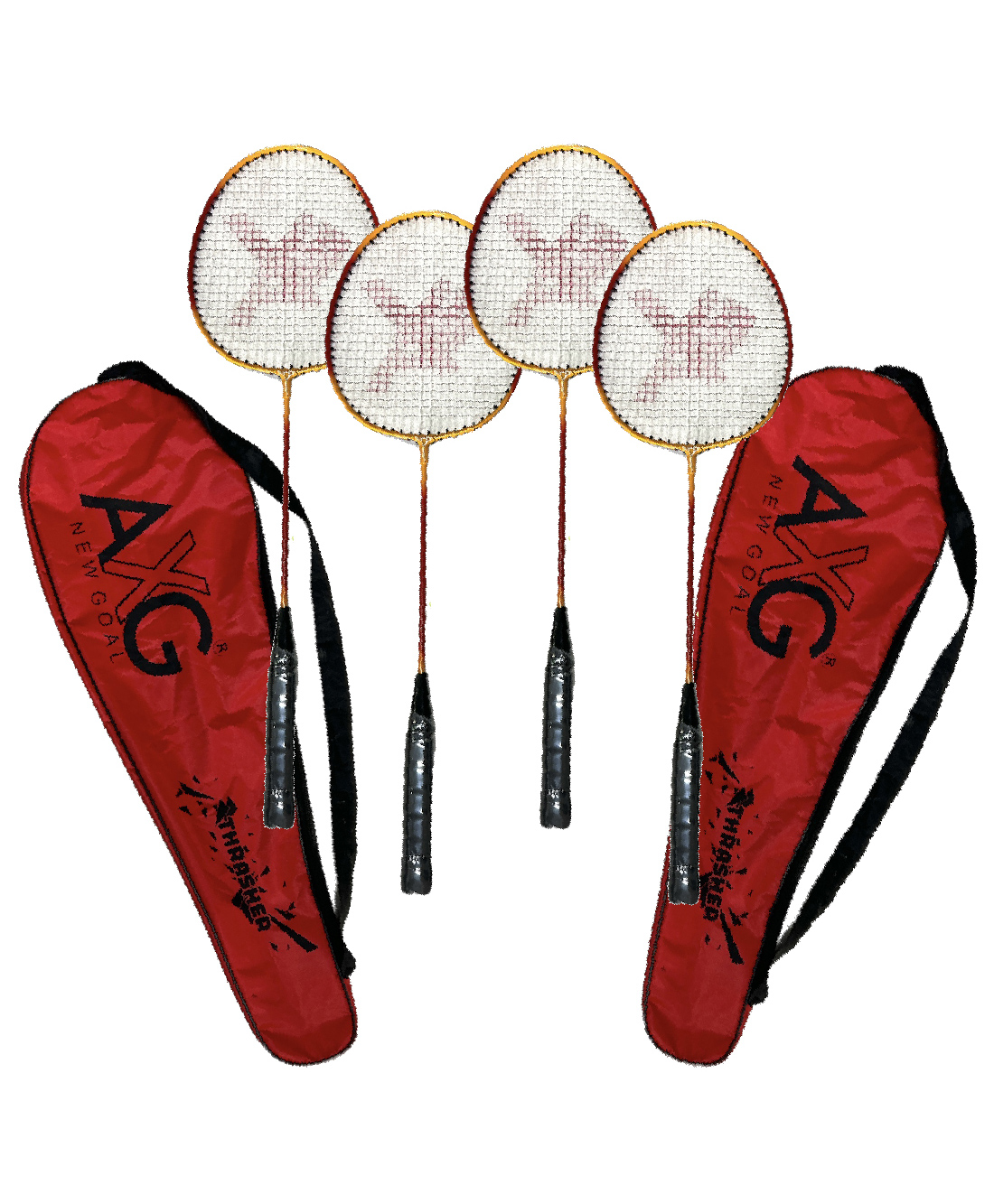 AXG Thrasher Set Of 4 With Covers Red Yellow Strung Badminton Racquet-image-17