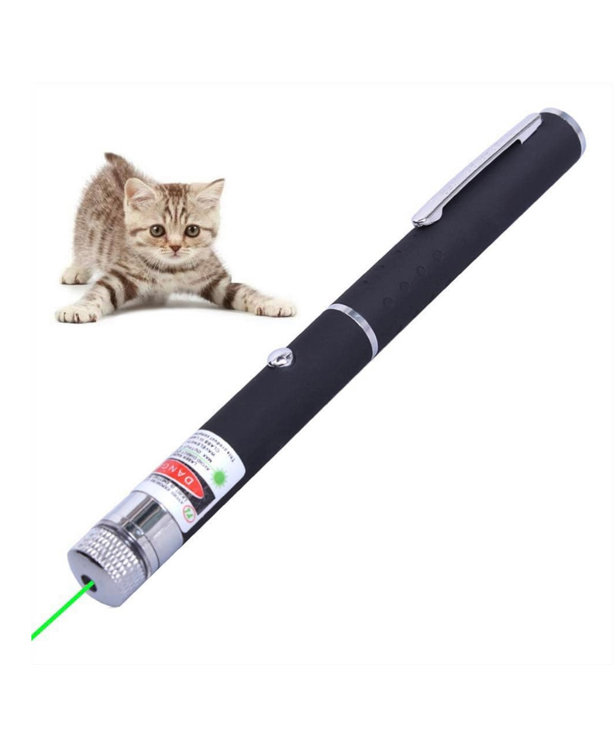 ARCADE TOYS Green Multipurpose Laser Light Disco Pointer Pen Beam with Adjustable Antenna Cap to Change Project Design for Presentation Pointer - Black-image-1