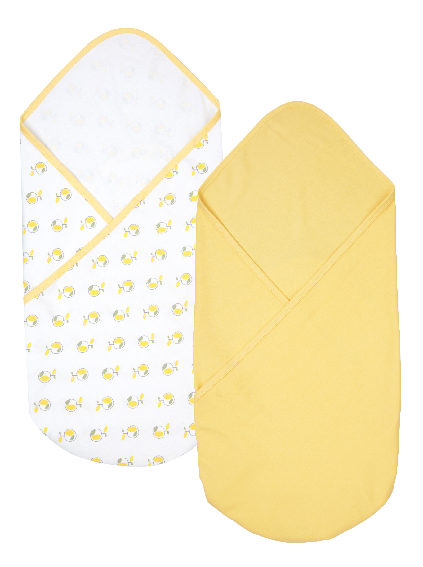 My Milestones 100% Cotton Interlock Baby Wrapper Apple Print Pack of 2 - Yellow & White-picture-38