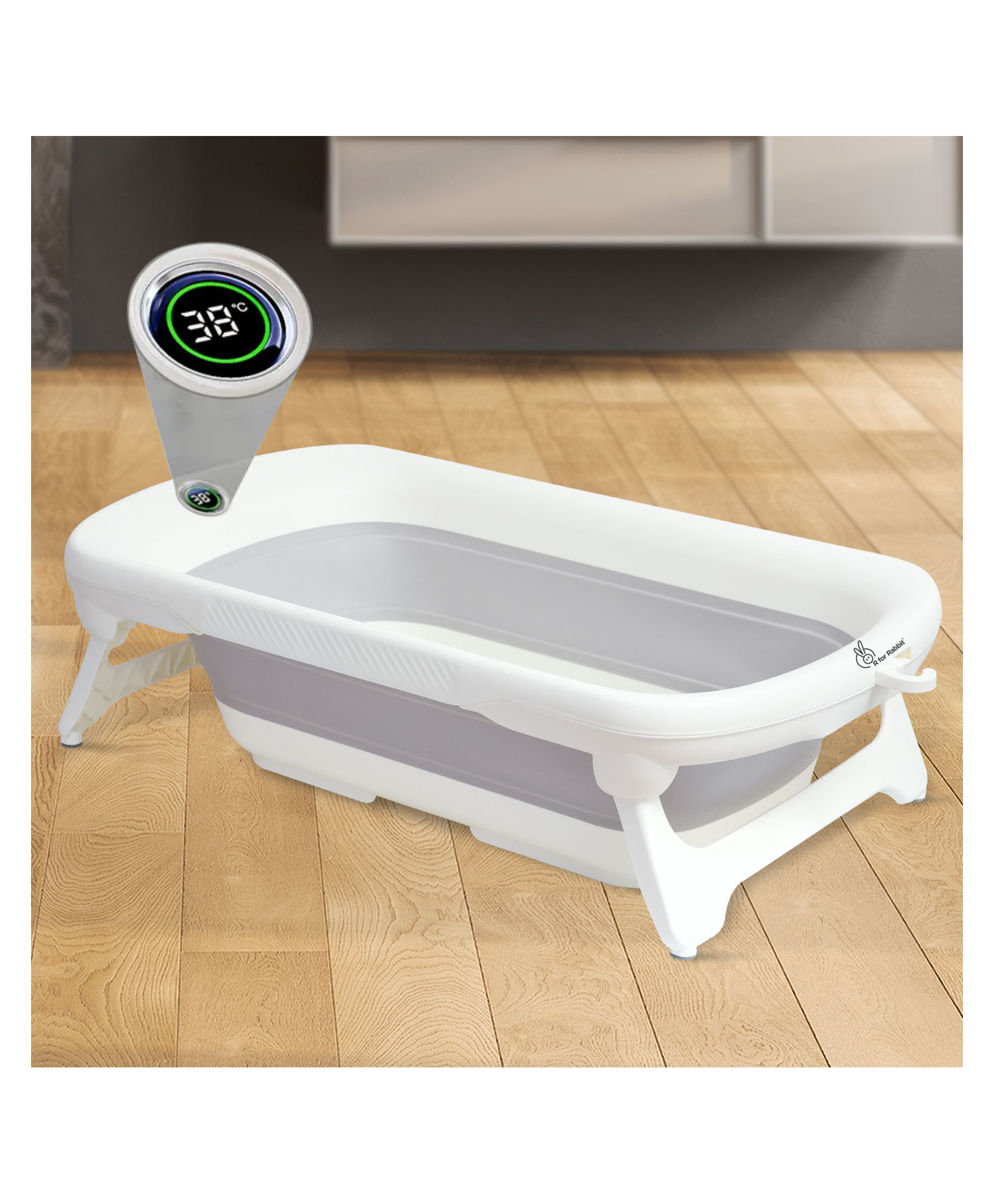 R for Rabbit Bubble Double Smart Baby Bath Tub - Grey & White-picture-24