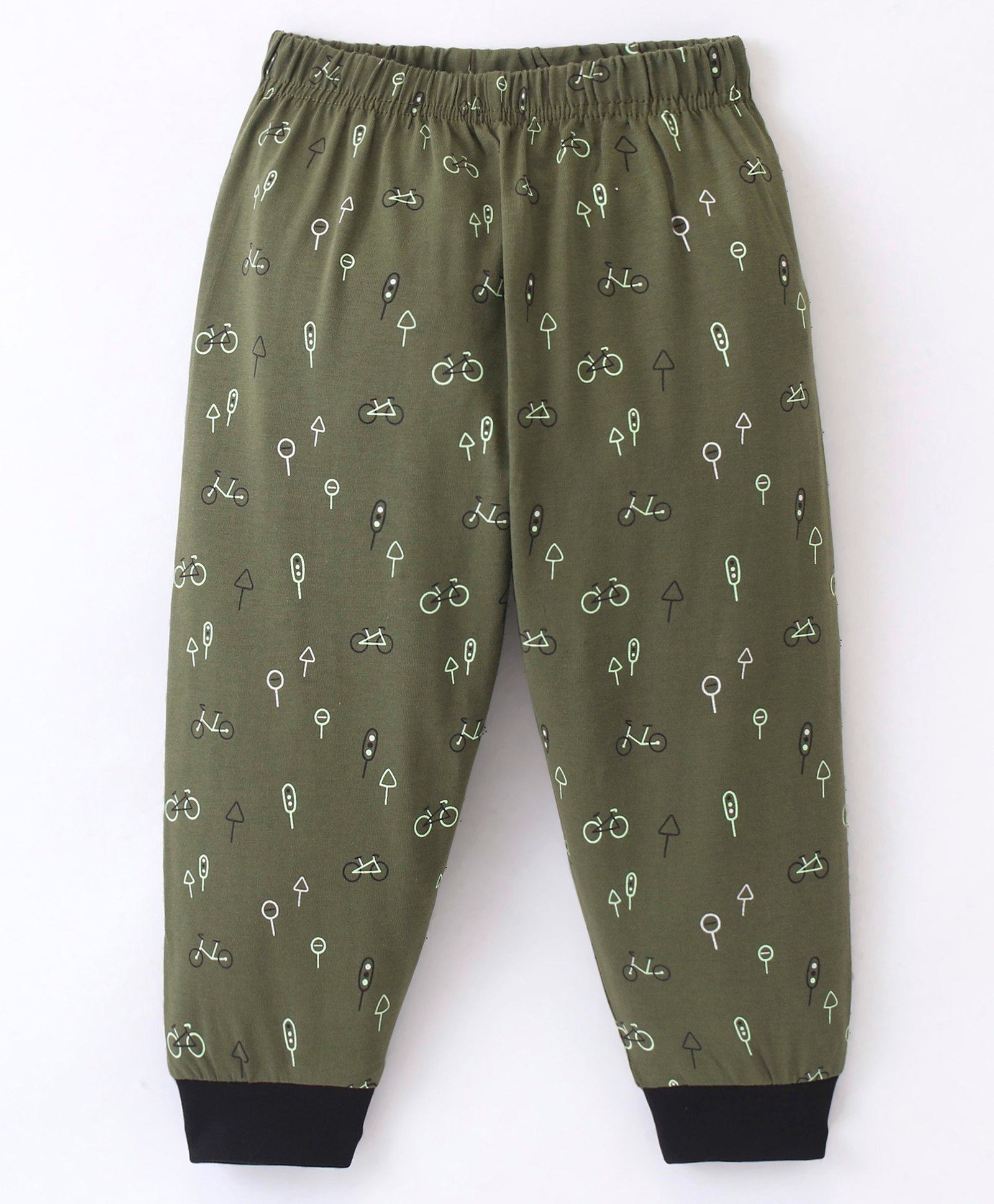 Ollypop Sinker Full Length Lounge Pant With Bicycle Print - Green-picture-14