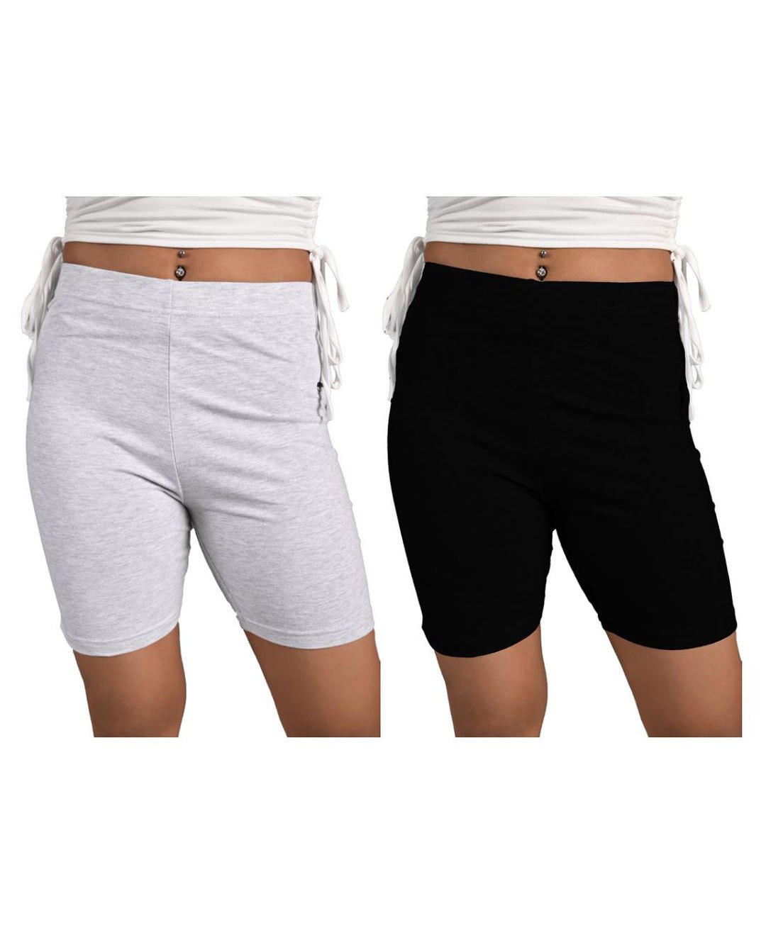 3PIN Cotton Lycra Solid Cycling Shorts - Black & Grey-picture-12