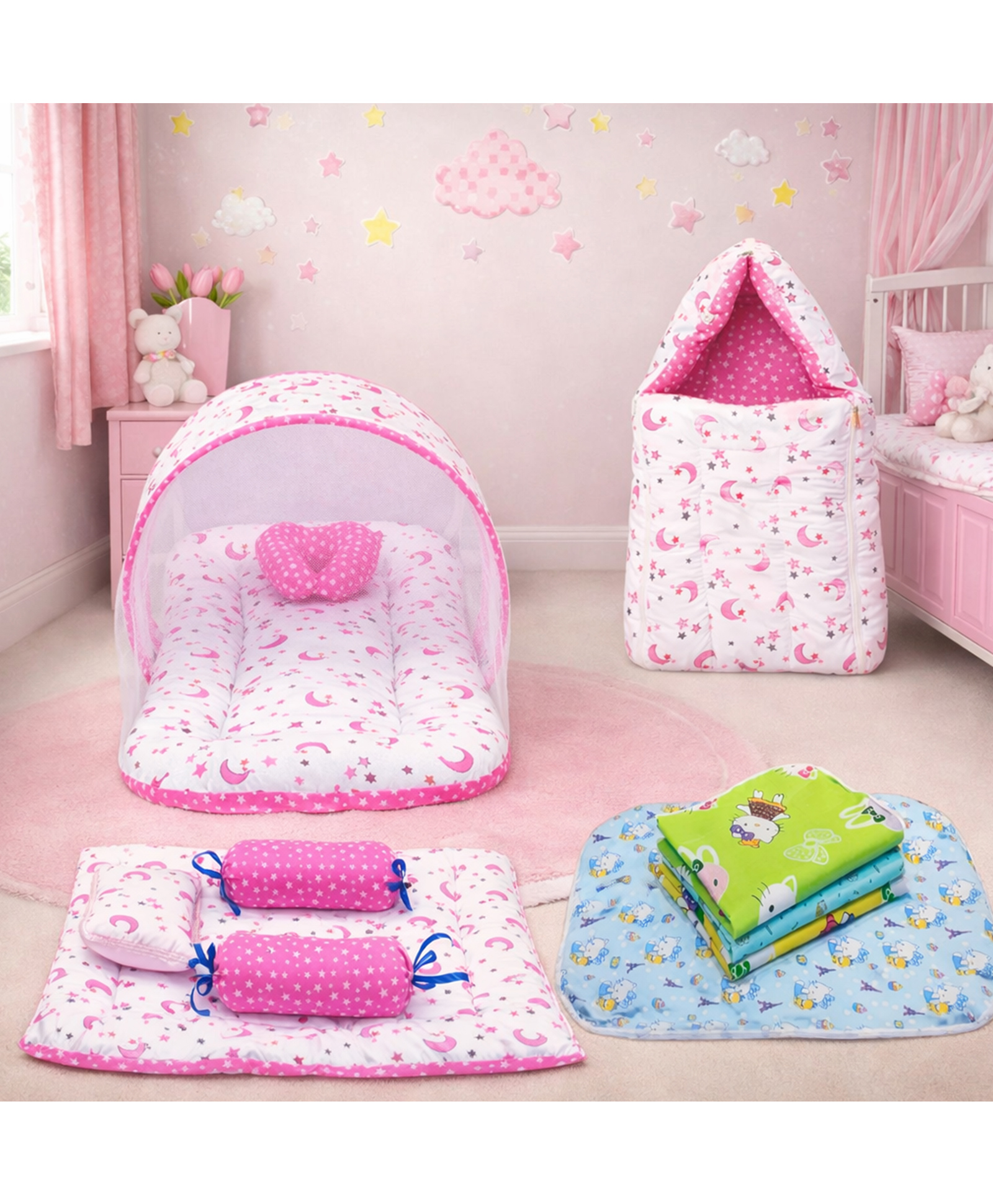 Fareto New Born Baby Fullset with Plastic - Pink-image-13