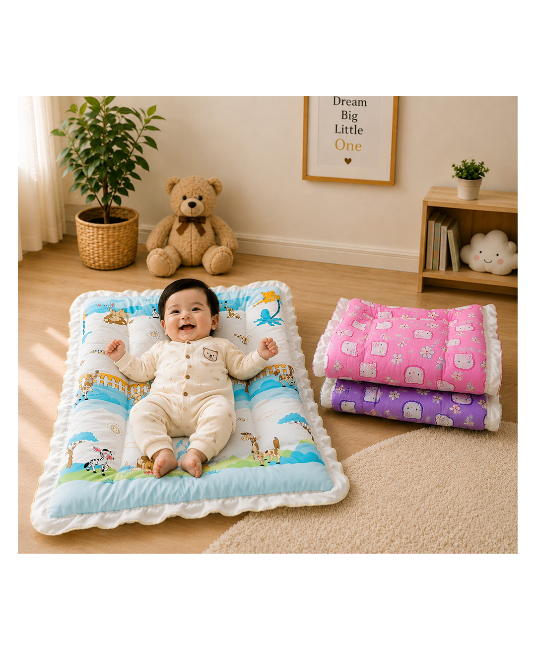 Fareto New Born Baby Sleeping Mat Godari - Multicolor-image-17