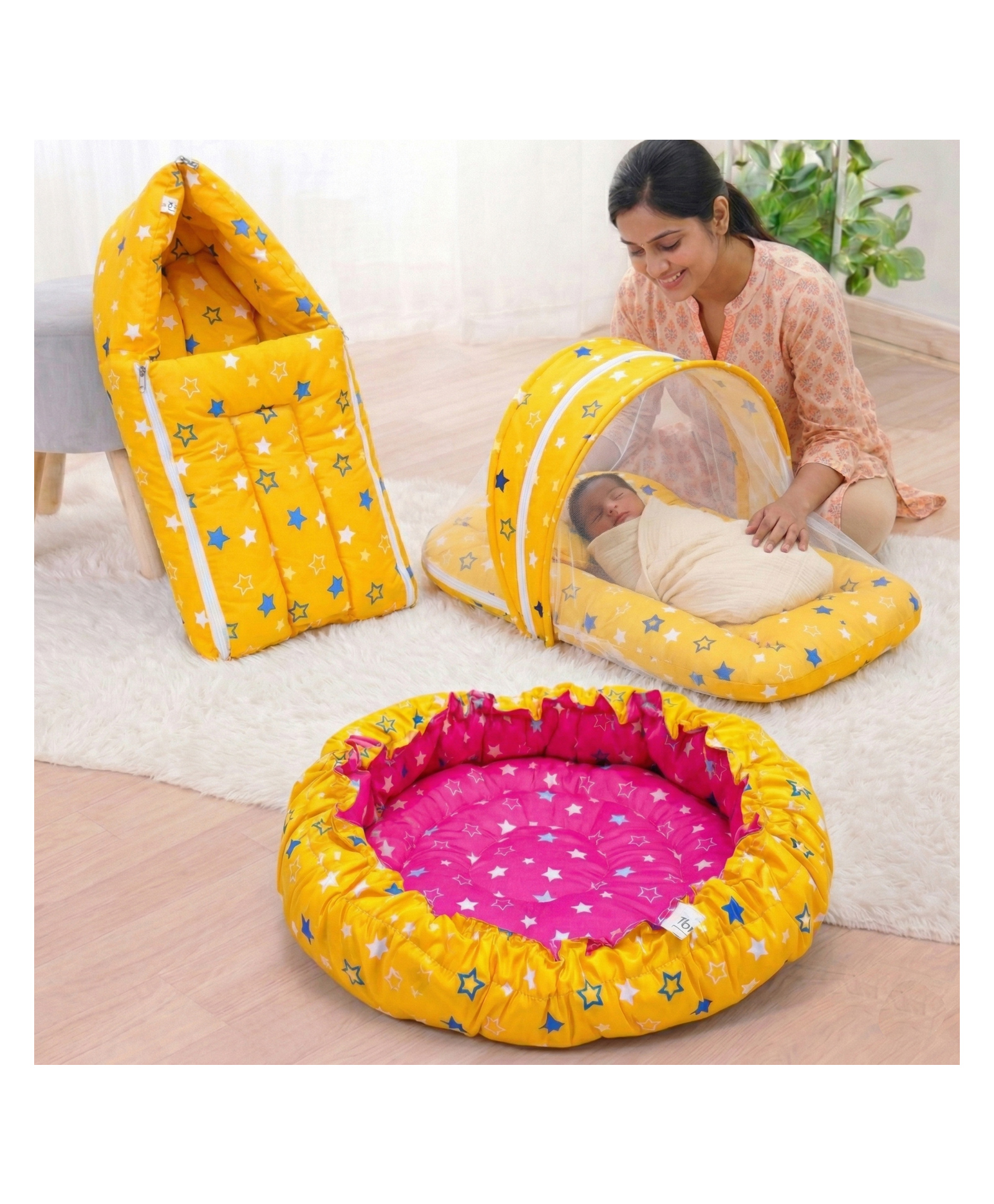 Fareto Complete Bedding set For New Born - Yellow-picture-26