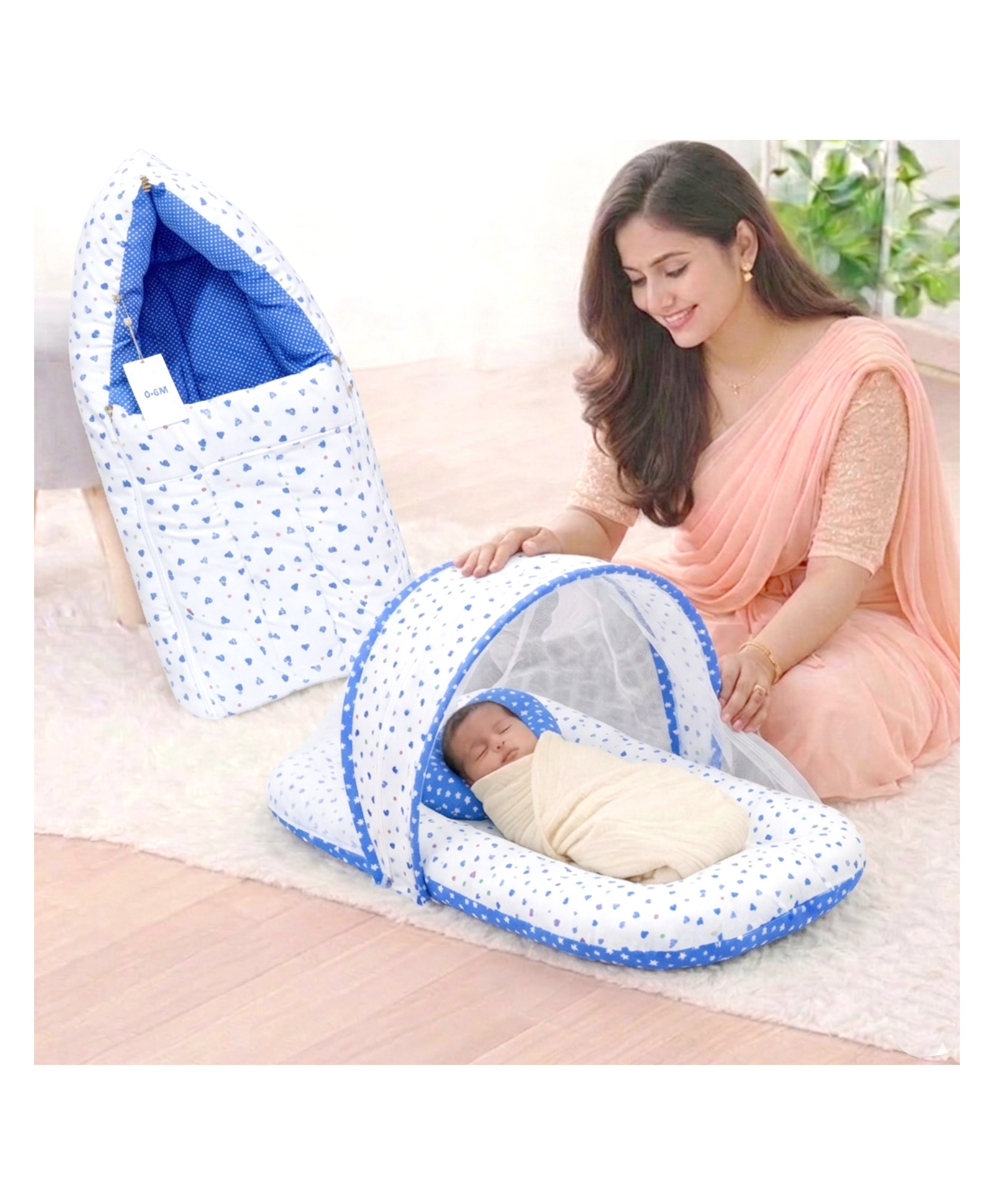 FARETO Baby Mattress Net & Sleeping Bag Combo - Blue-image-16