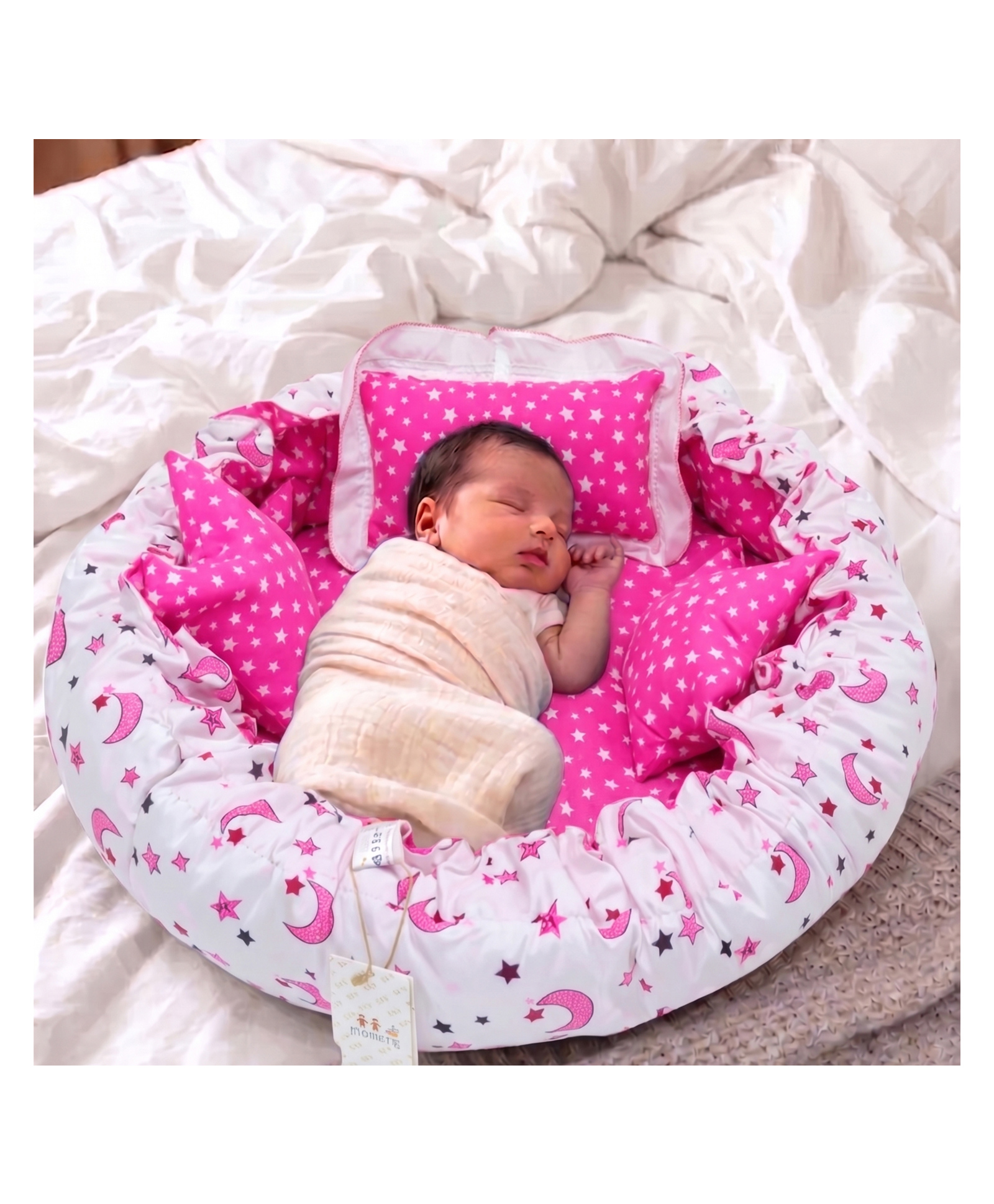 Fareto Baby Super Soft Reversible Nest Bed - Pink-picture-16