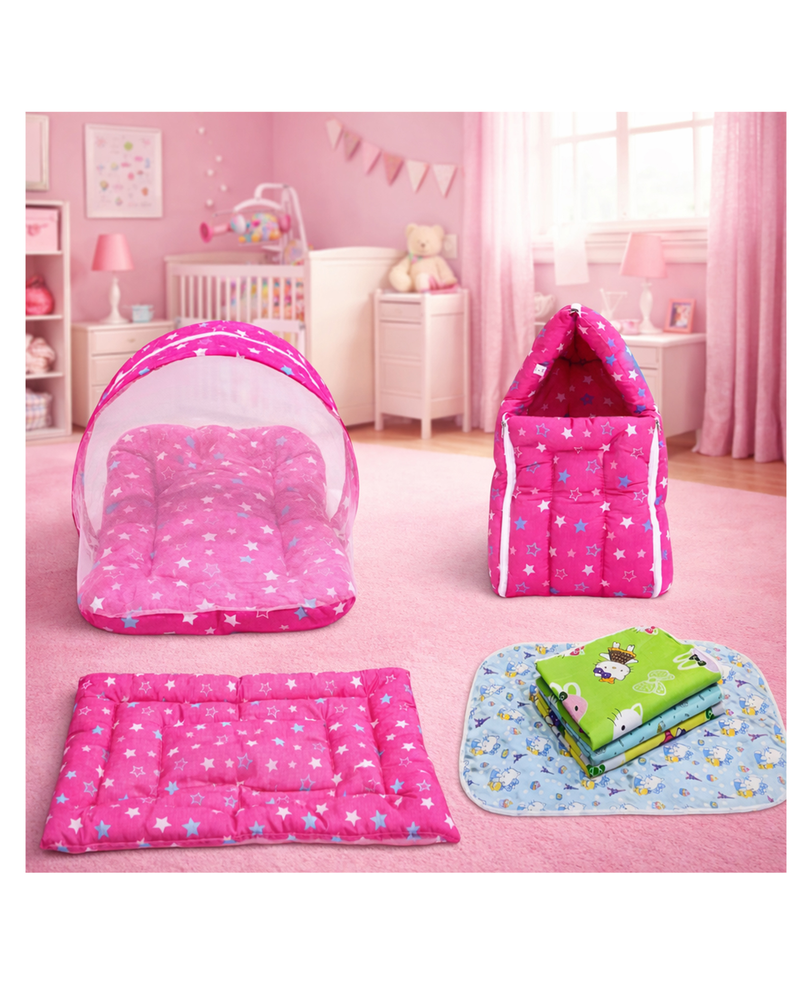 Fareto Baby Complete Sleeping  Bedding Essential - Pink-picture-38