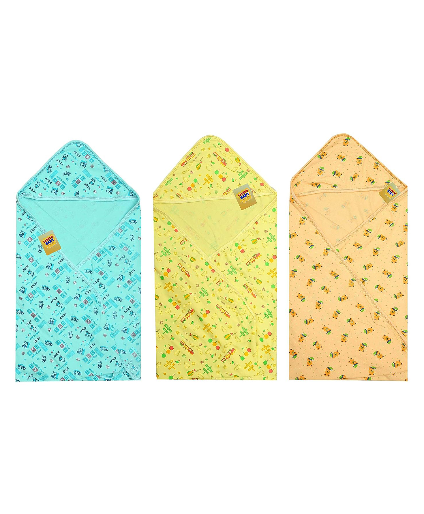 Fareto Baby Super Soft Hosiery Single Layer Hooded Blanket - Multicolour-image-25