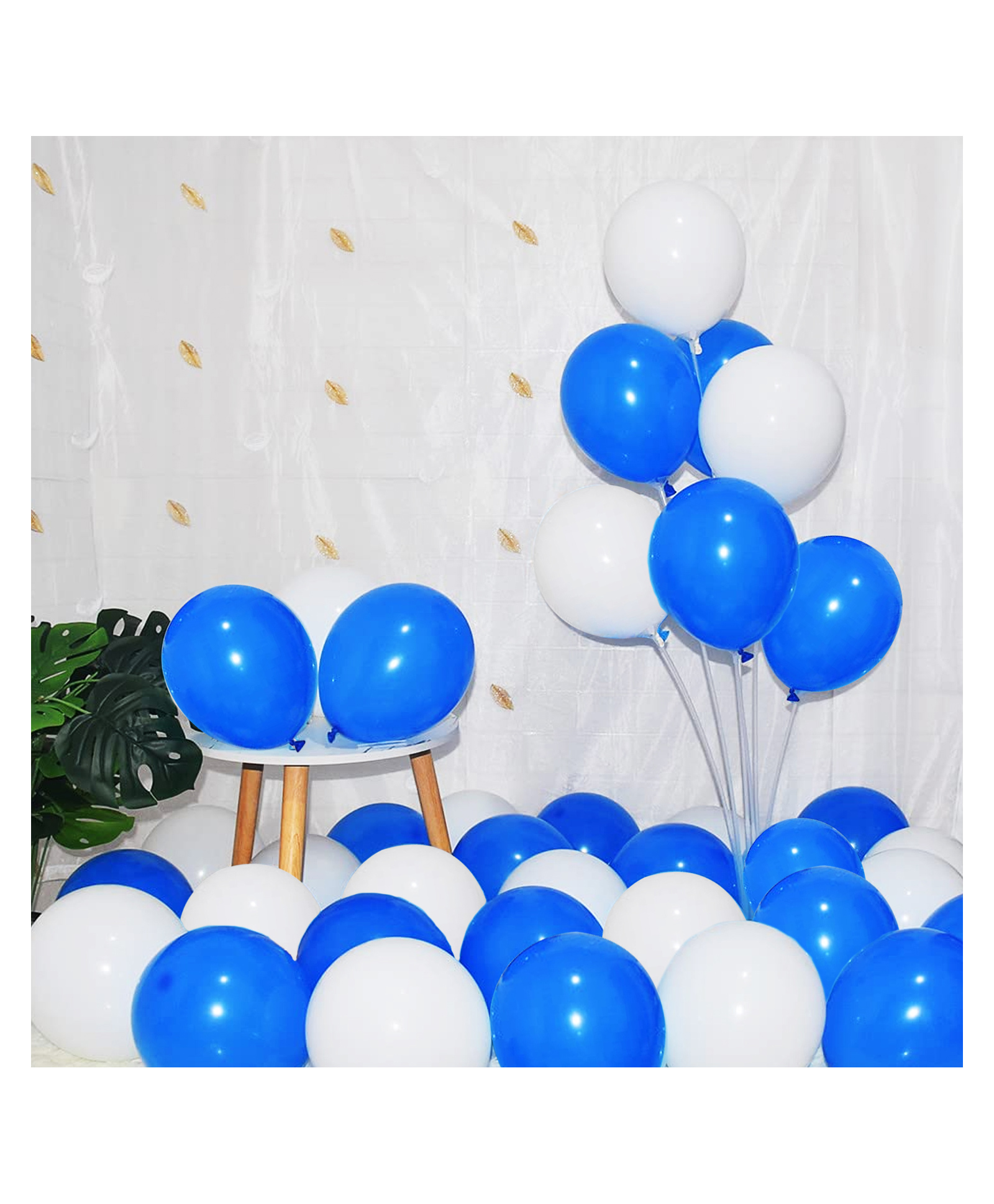 Zyozi Blue & White Metallic Balloons with Ribbon for Birthday Party Decorations - Pack of 52-image-6