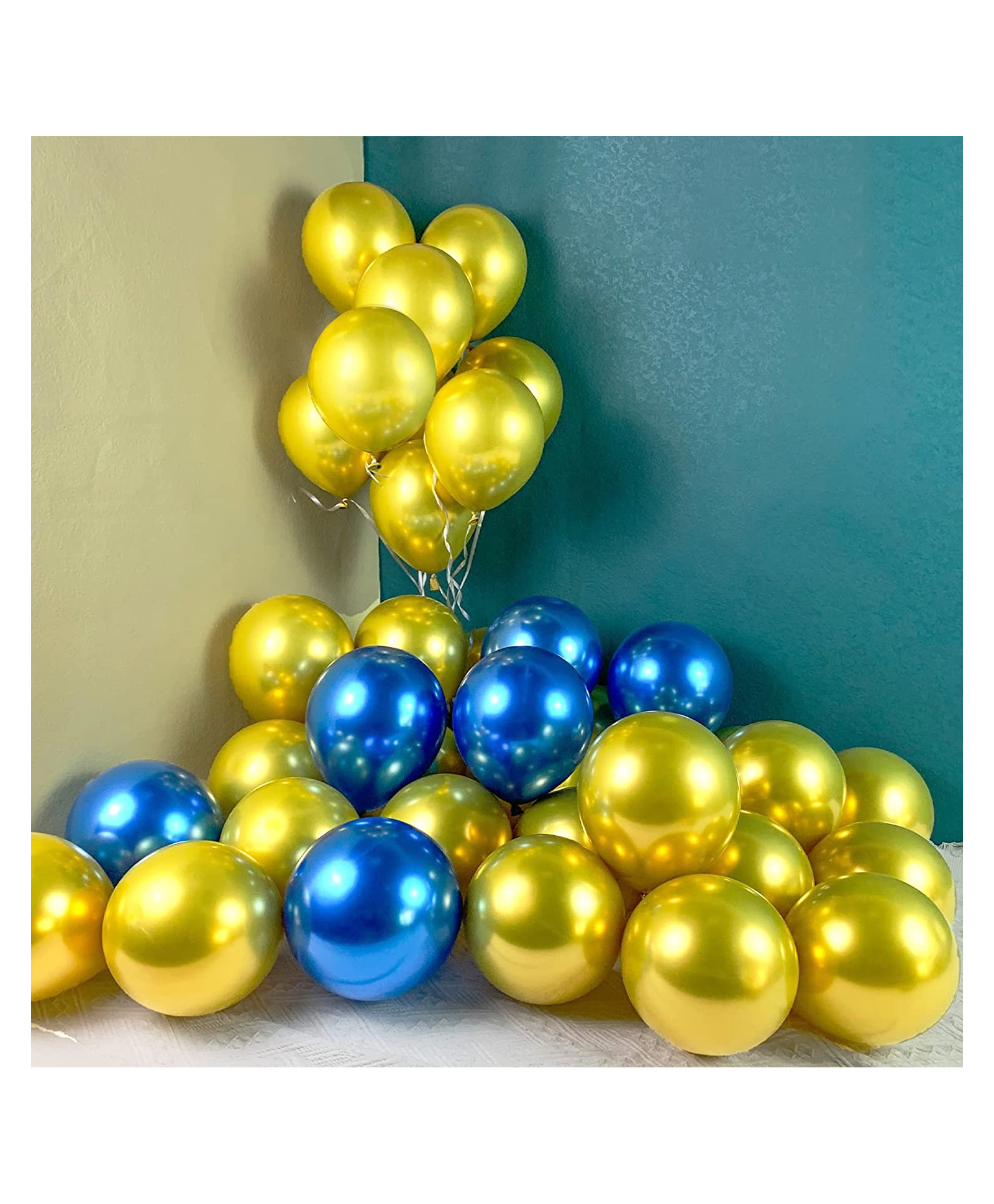Zyozi Blue & Gold Metallic Balloons with Ribbon for Birthday, Baby Shower Party Decorations - Pack of 22-picture-10