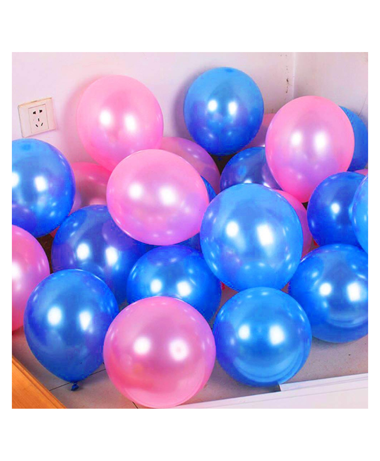 Zyozi Blue Pink Metallic Balloons with Ribbon for Birthday Party Decorations - Pack of 42-image-10