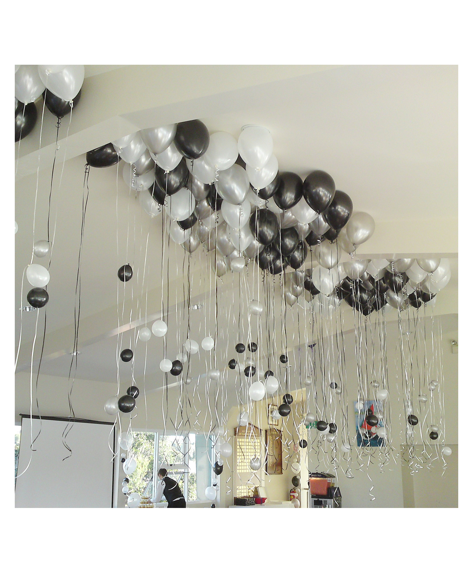 Zyozi Silver & Black Metallic Balloons with Ribbon for Birthday Party Decorations - Pack of 32-image-24