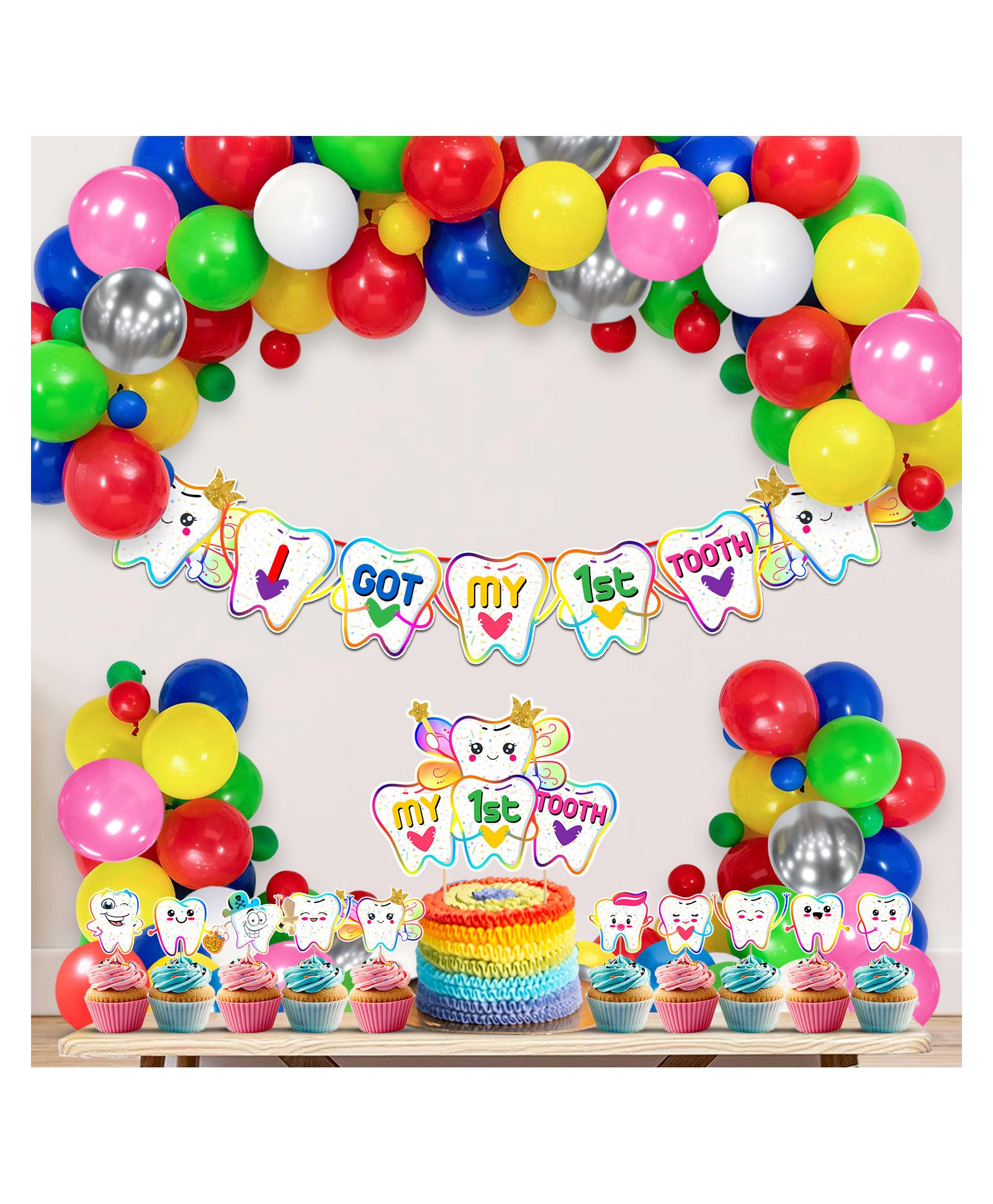 Zyozi I Got My First Tooth Decorations Items for Kids Multicolor -  Pack Of 37-image-19