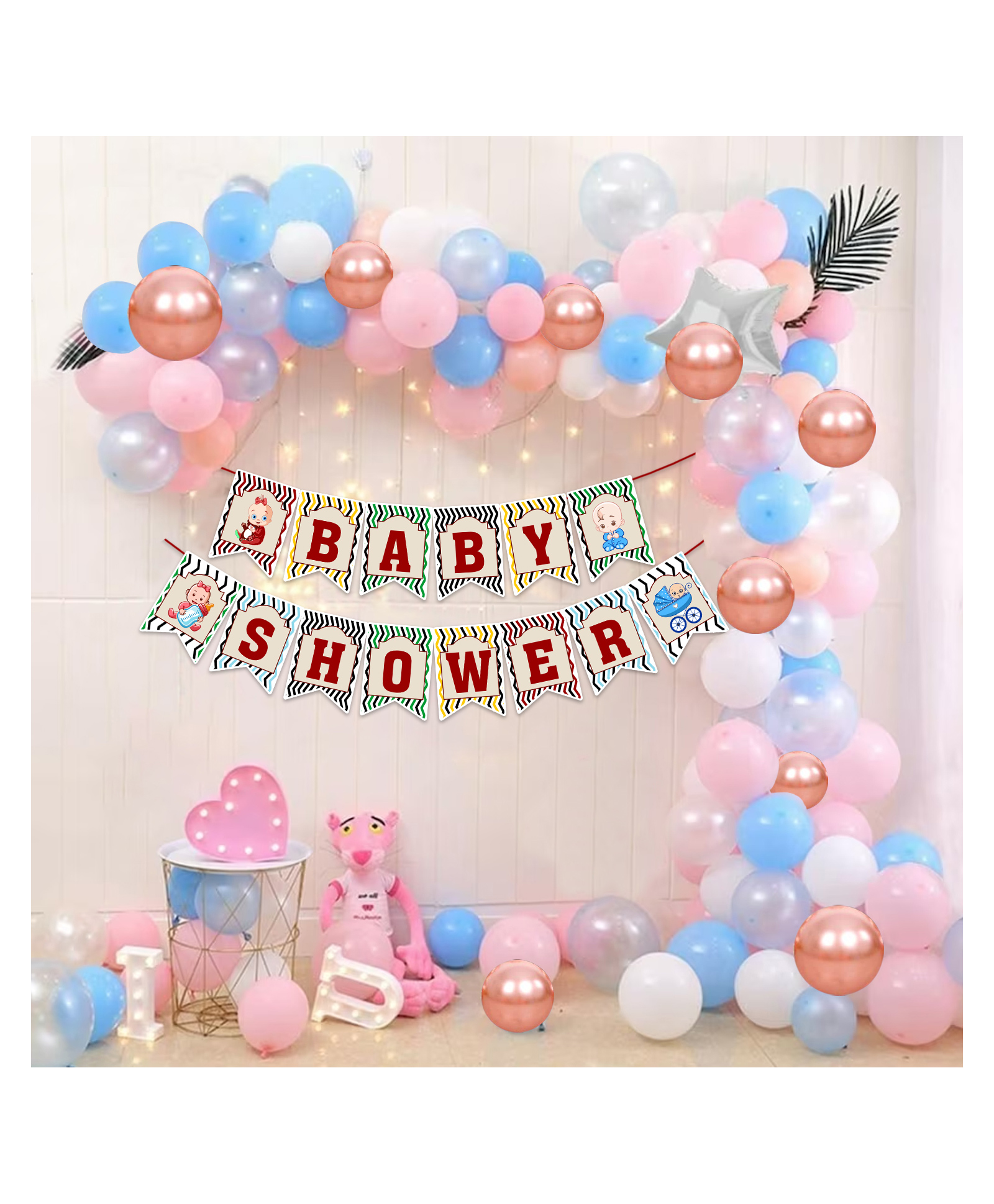 Zyozi Baby Shower Decorations Items with Banner  Balloons, Multicolor - Pack Of 51-picture-21