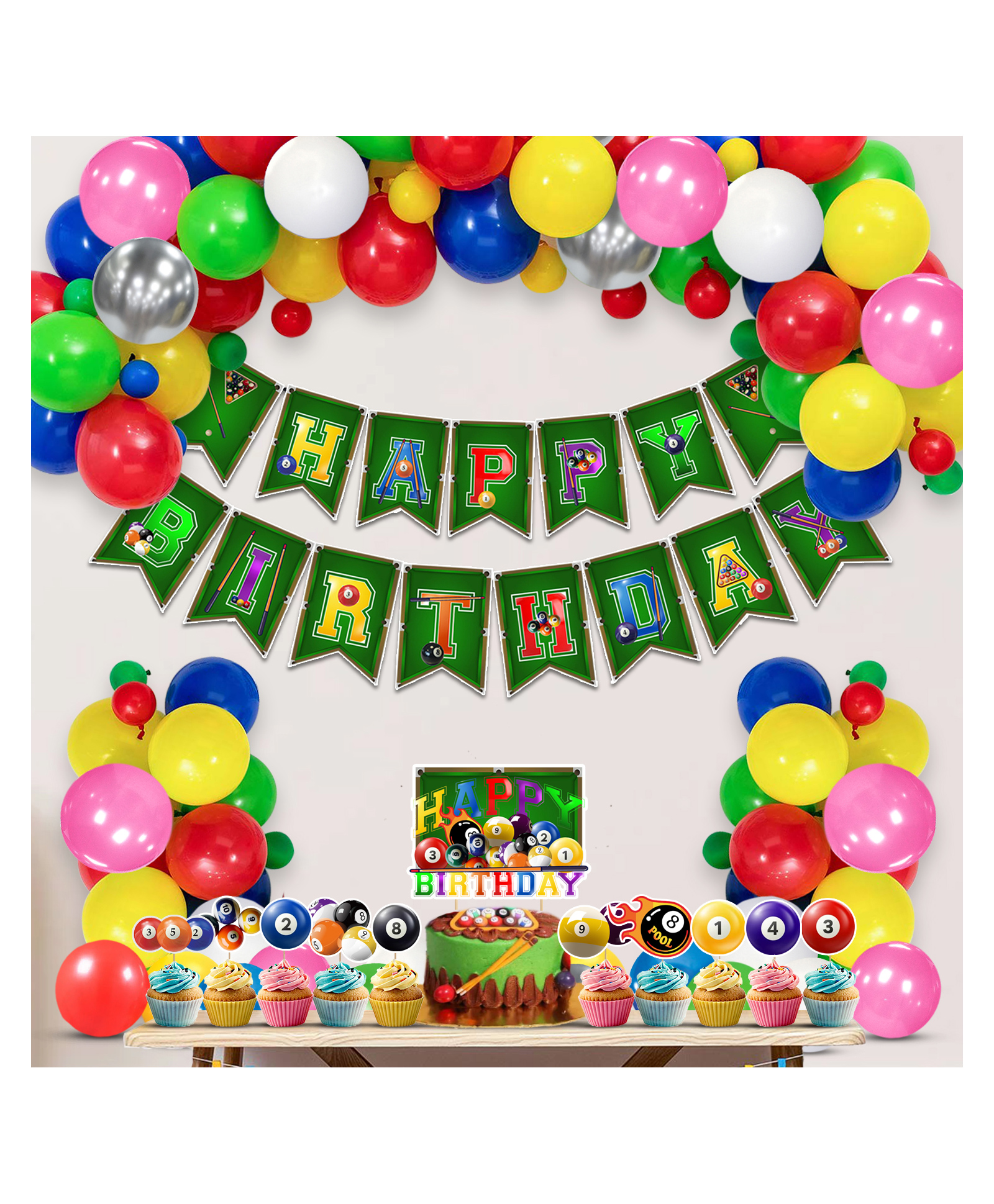Zyozi  Pool Birthday Party Decorations Multicolor - Pack of 37-image-13