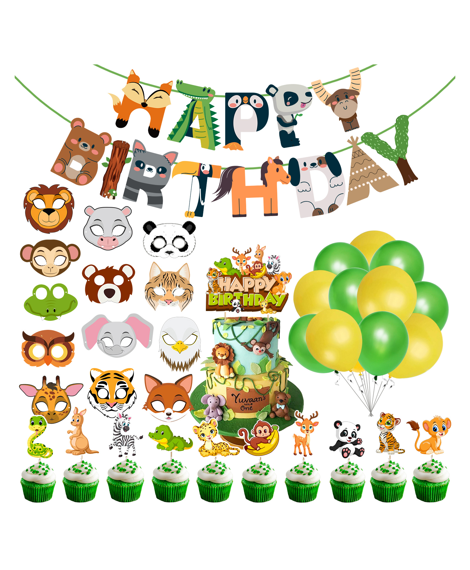Zyozi Jungle Safari Birthday Decorations Items MultiColor -Pack of 50-image-42