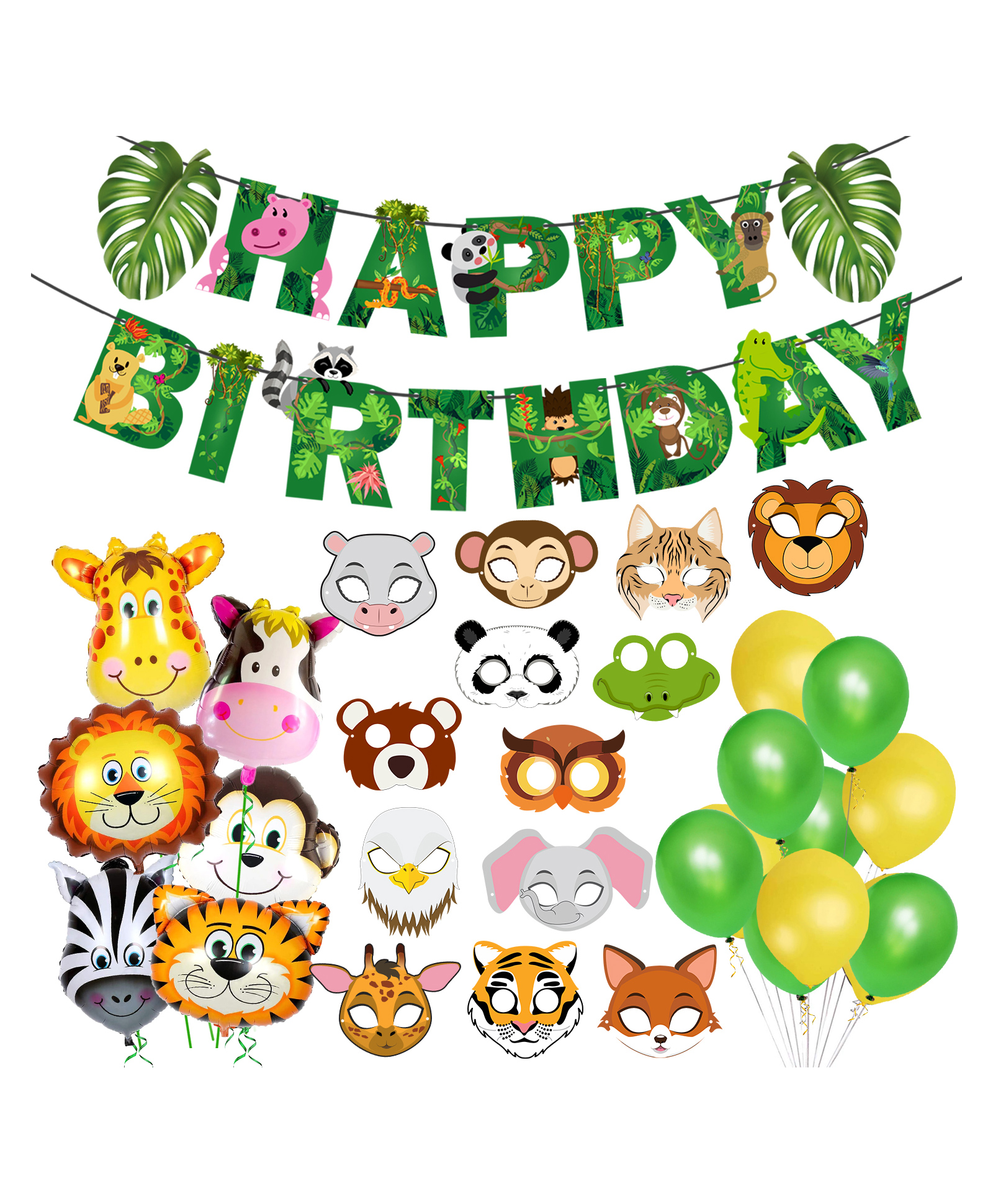 Zyozi Jungle Safari Birthday Decoration Items Multicolor - Pack of 45-image-48