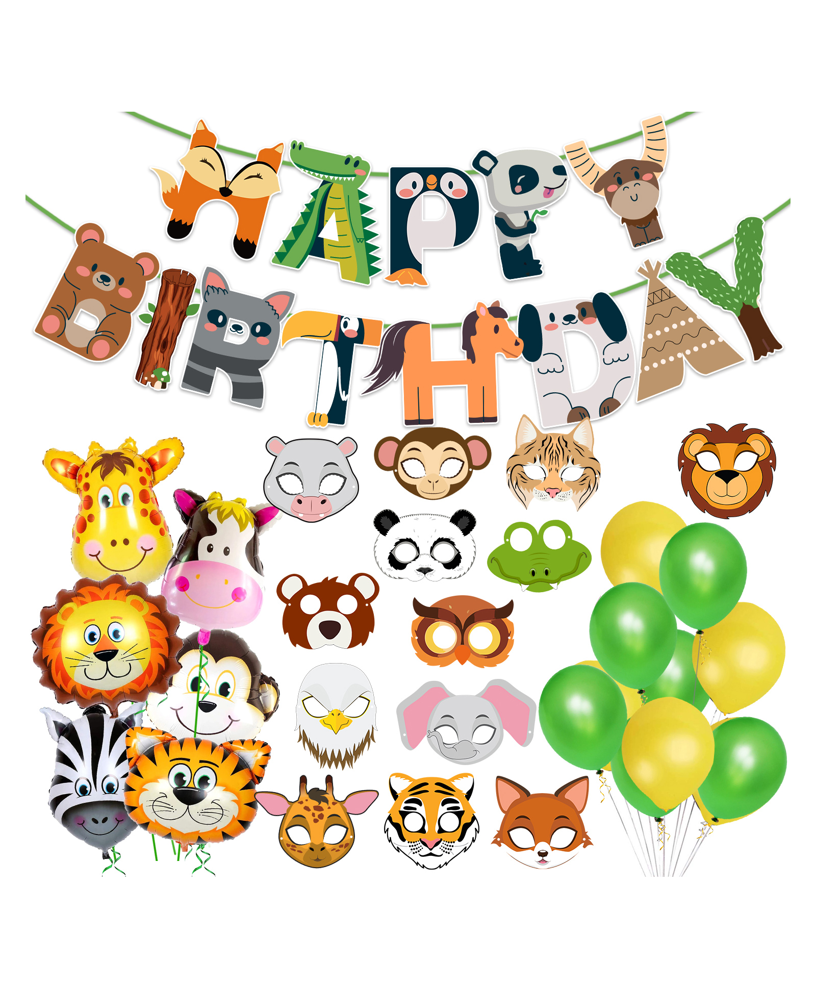 Zyozi Jungle Safari Birthday Decoration Kit Multicolor - Pack of 45-image-49