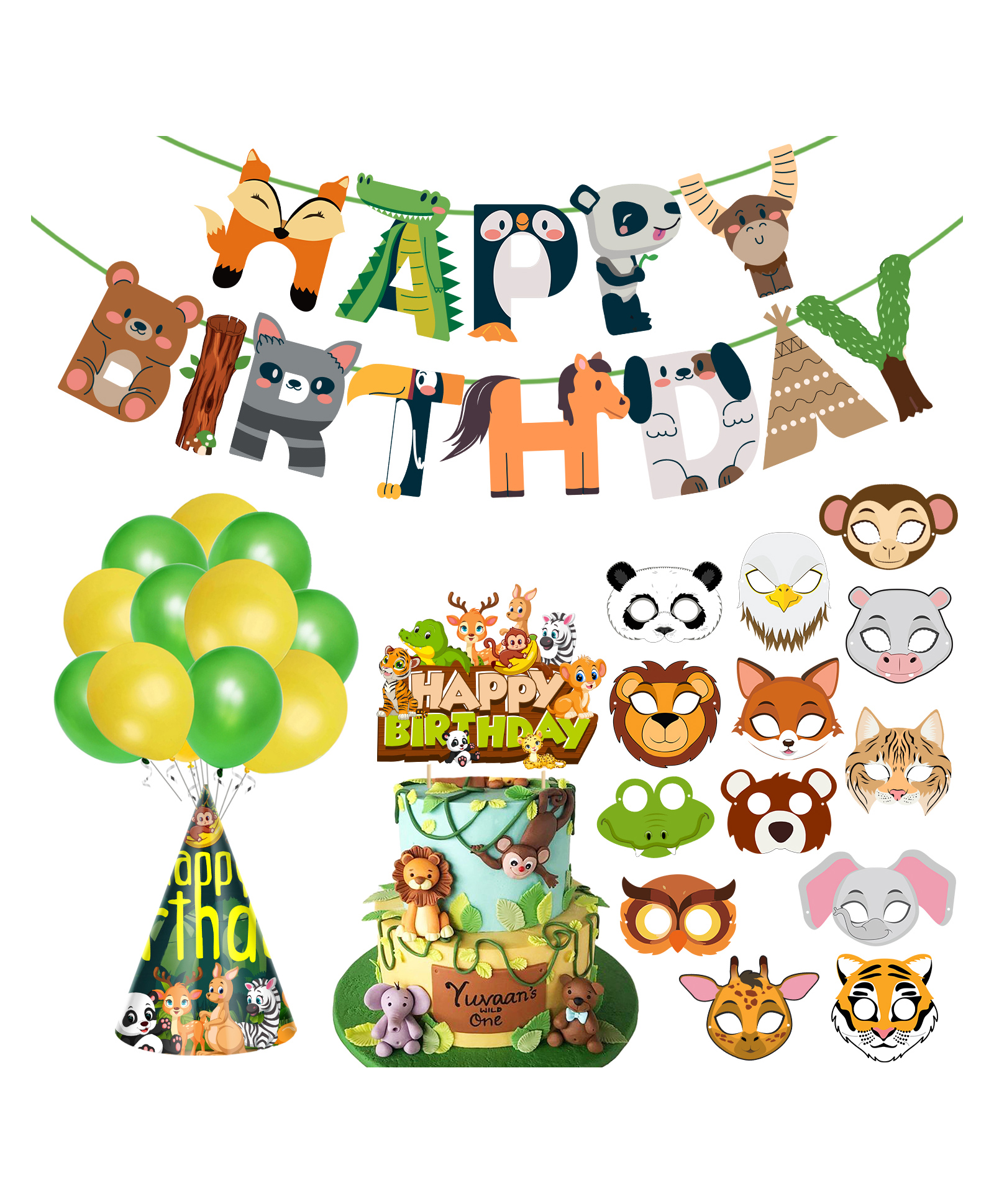 Zyozi Jungle Safari Birthday Decoration Combo Multicolor - Pack of 41-image-21
