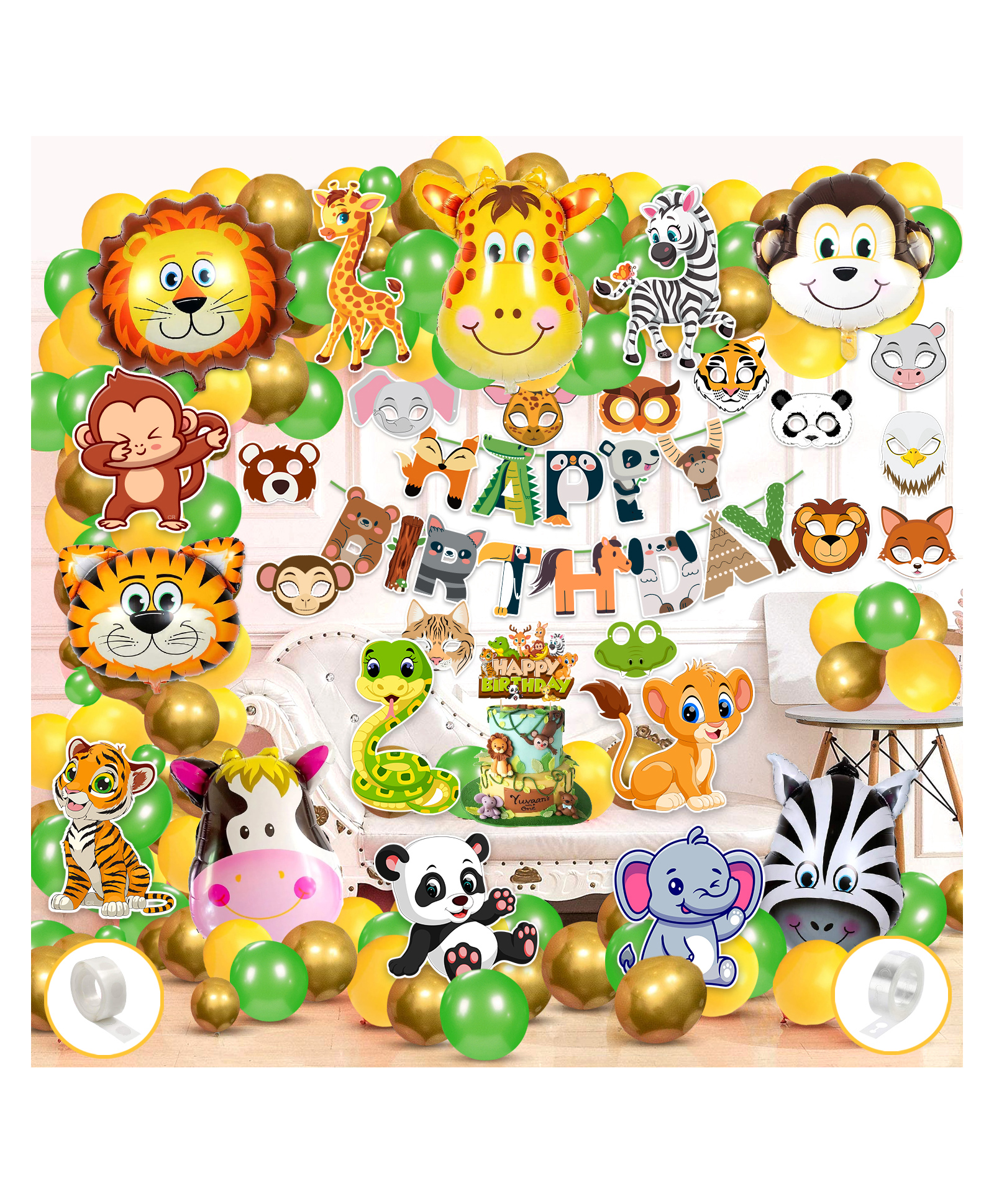 Zyozi Jungle Safari Birthday Decorations  Multicolor - Pack of 81-image-40