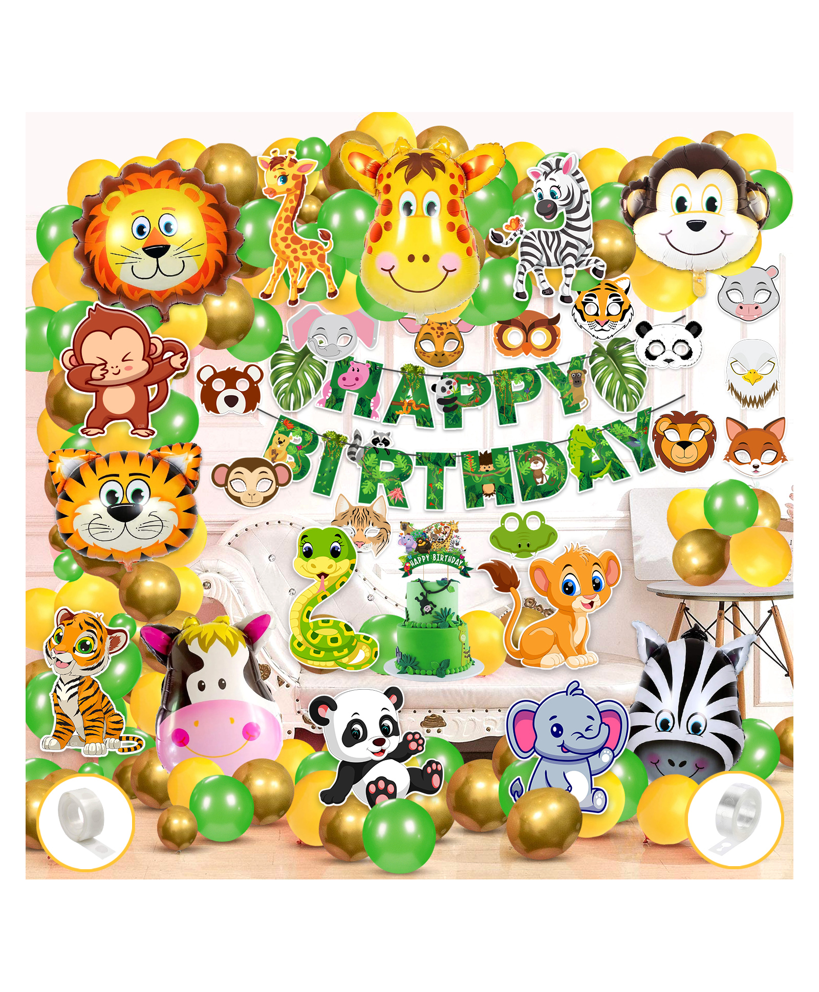 Zyozi Jungle Safari Birthday Decoration Kit  Multicolor - Pack of 81-image-39