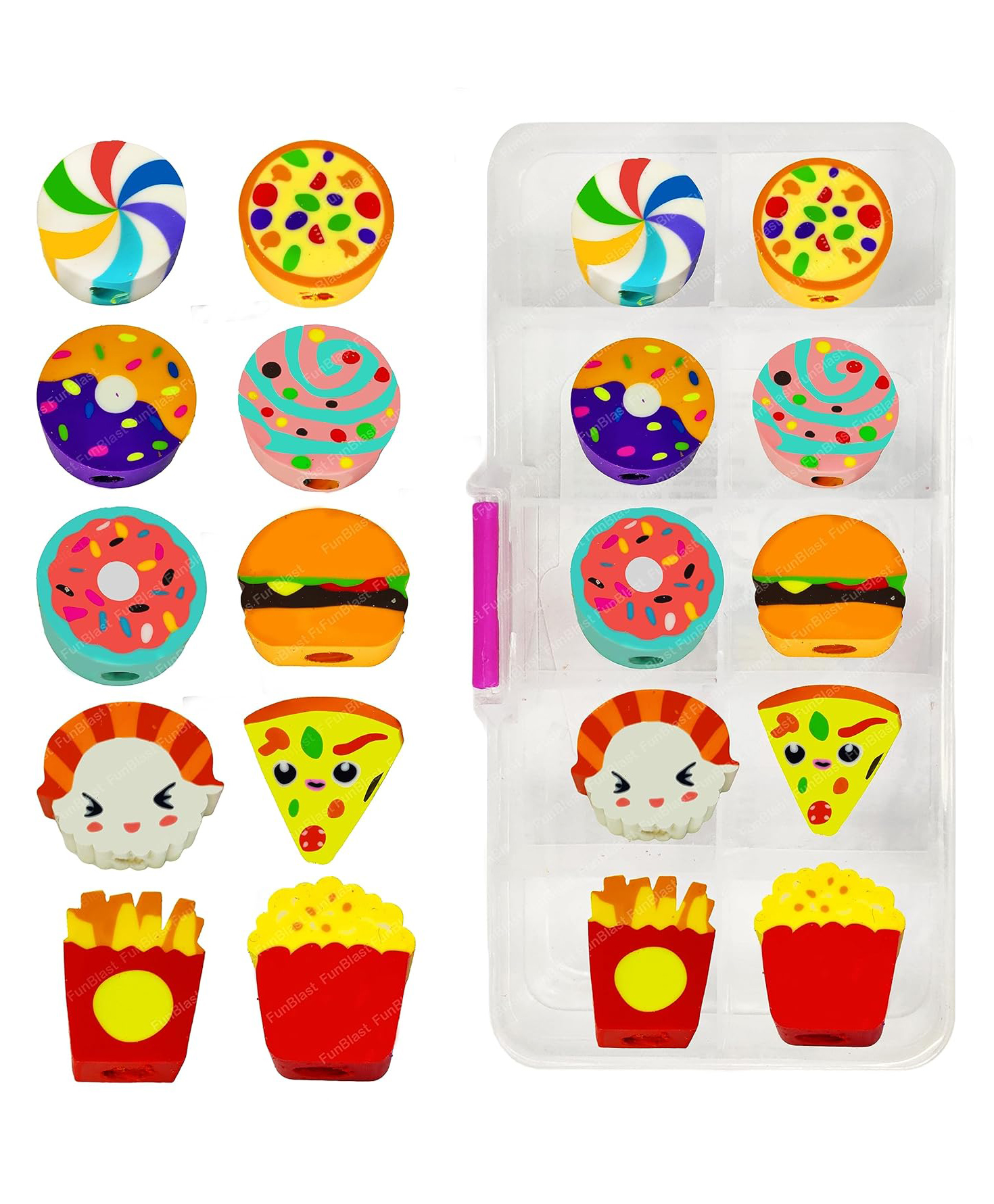 FunBlast Cute Kawaii Eraser Set for Kids 10 Pcs Multicolor-image-19
