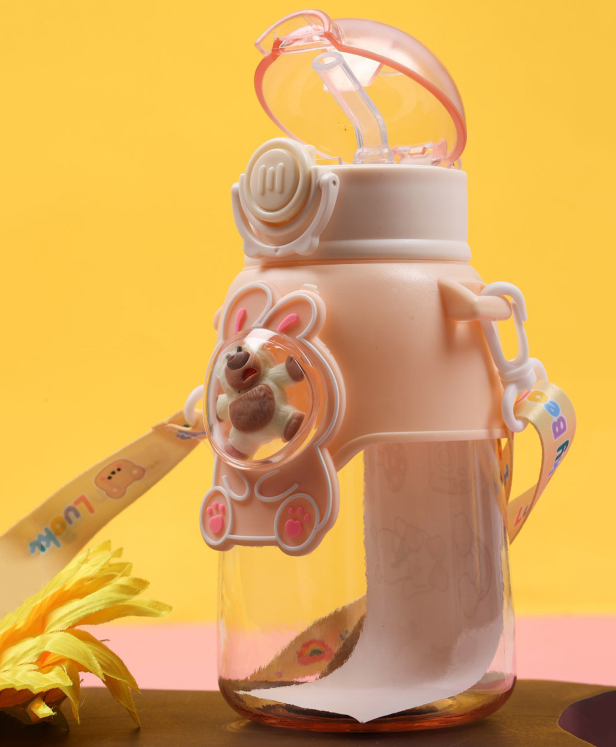 Luvlittle Round Straw Sipper with Carrying Strap Pink -650 ml-image-9