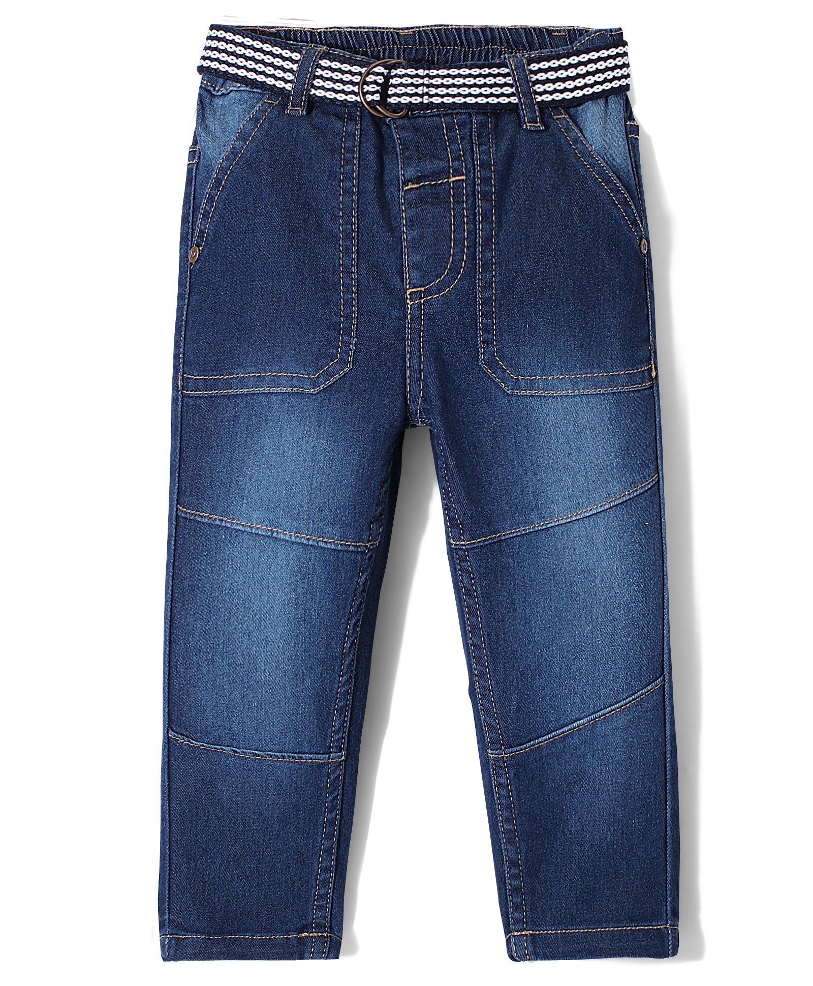 Babyhug Full Length Jeans with Stretch Solid Color - Blue-picture-16