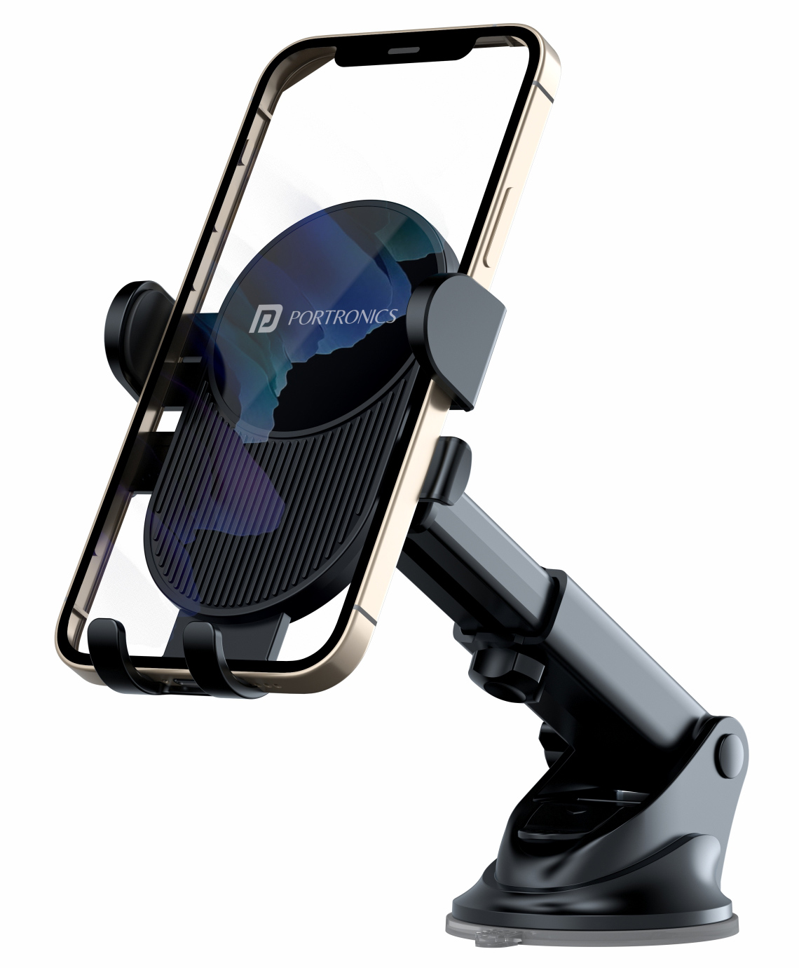 Portronics POR-1987 Clamp M3 Adjustable Car Mobile Phone Holder Stand for Dashboard and Windshield-Black-image-17