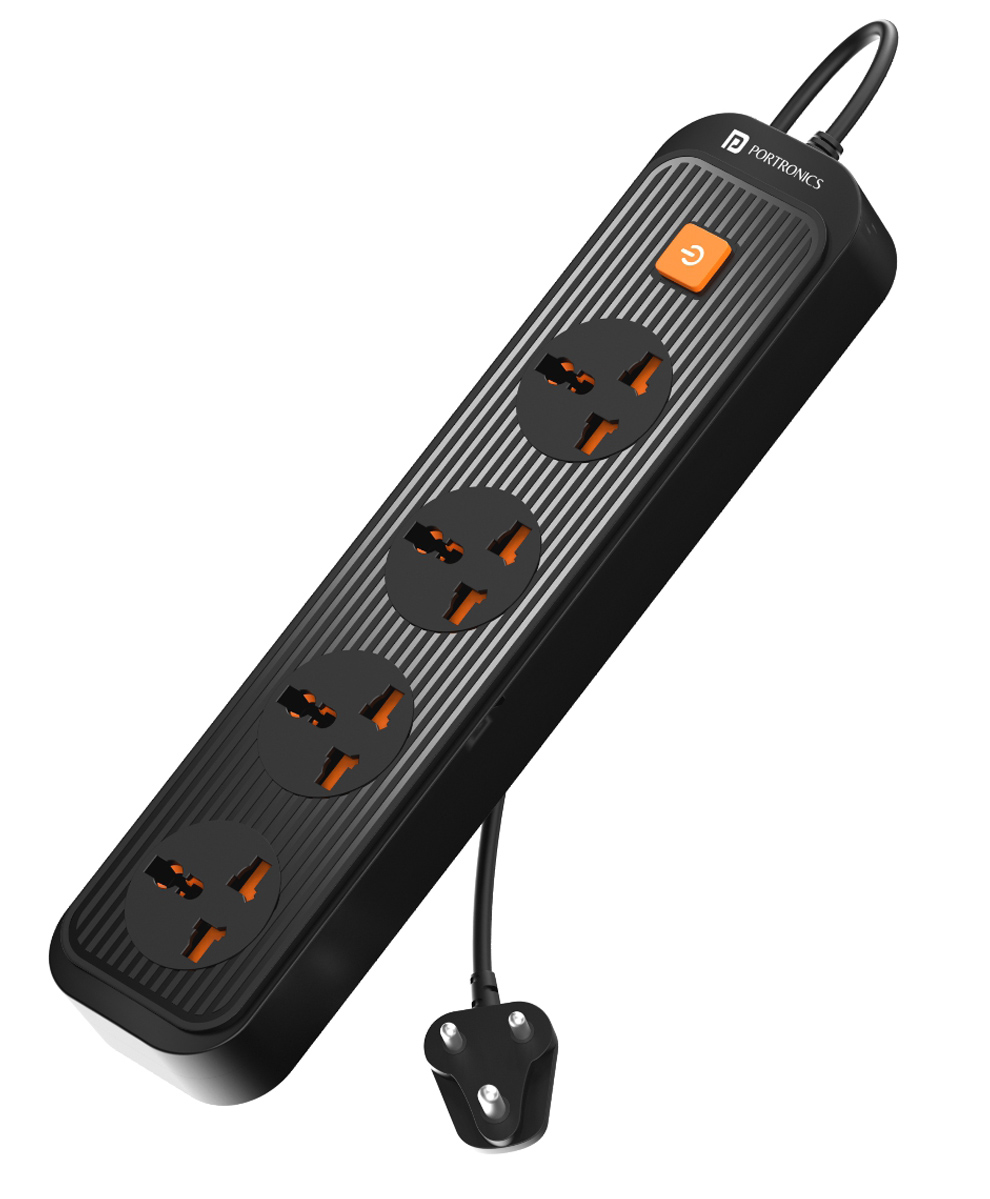 Portronics Power Plate 12 Extension Board with 4 Universal Sockets 2 Meter Long Cord 1500 Watt Fireproof Material Multi Plug for Home Appliances-Black-picture-11