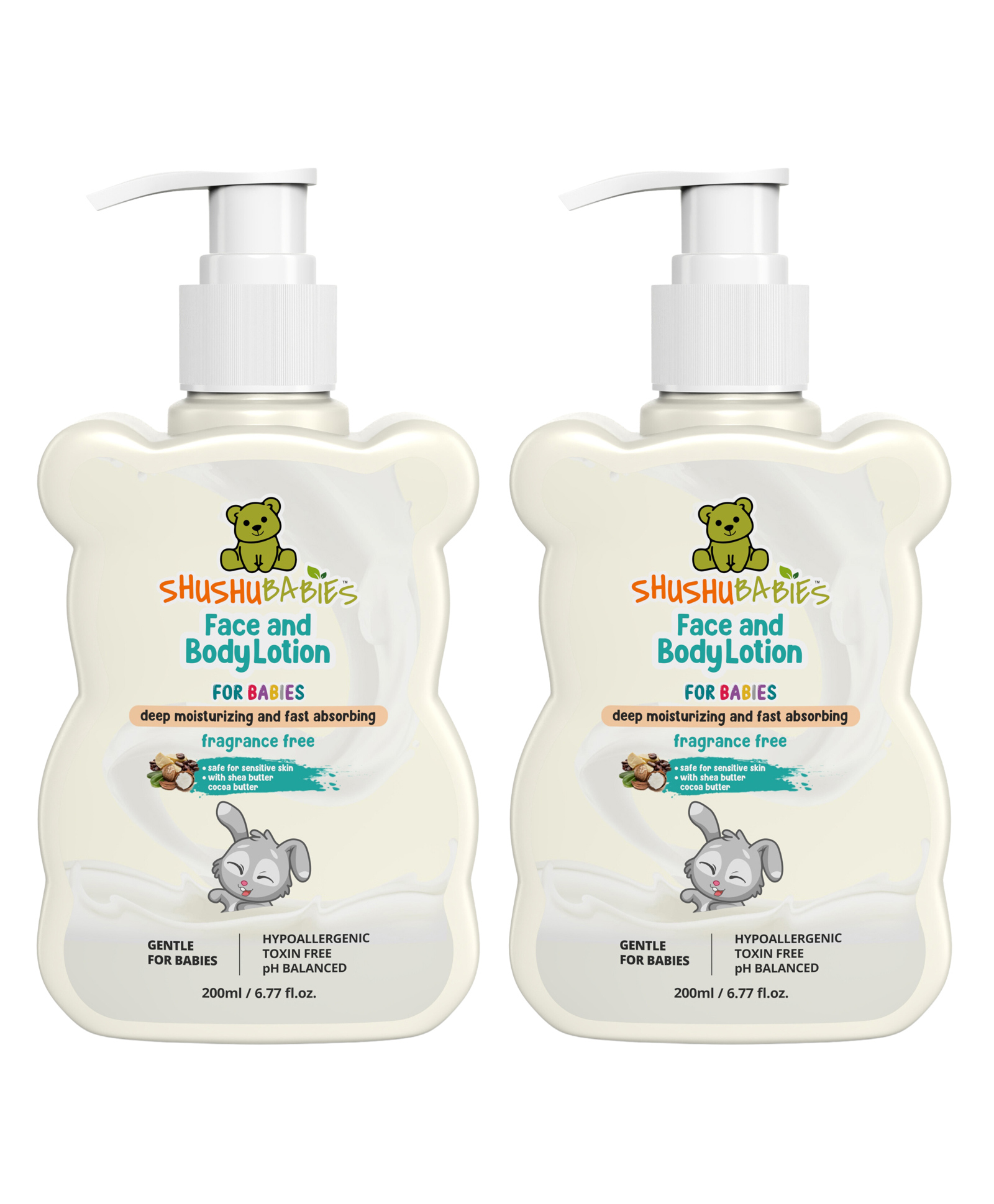 ShuShu Babies Fragrance Free Face and Body Lotion-200 ml (Pack of 2)-picture-15